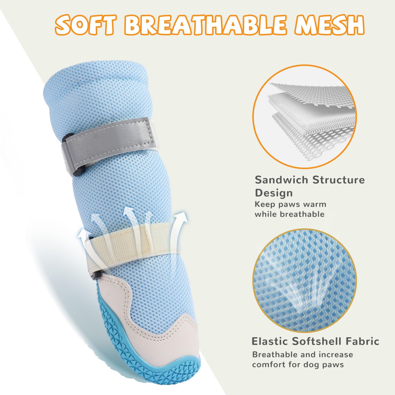 Dog Shoes For Medium Large Size Dogs, Breathable Dog Shoe For Hot Pavement, Dog Booties And Paw Protectors To Prevent Licking, A