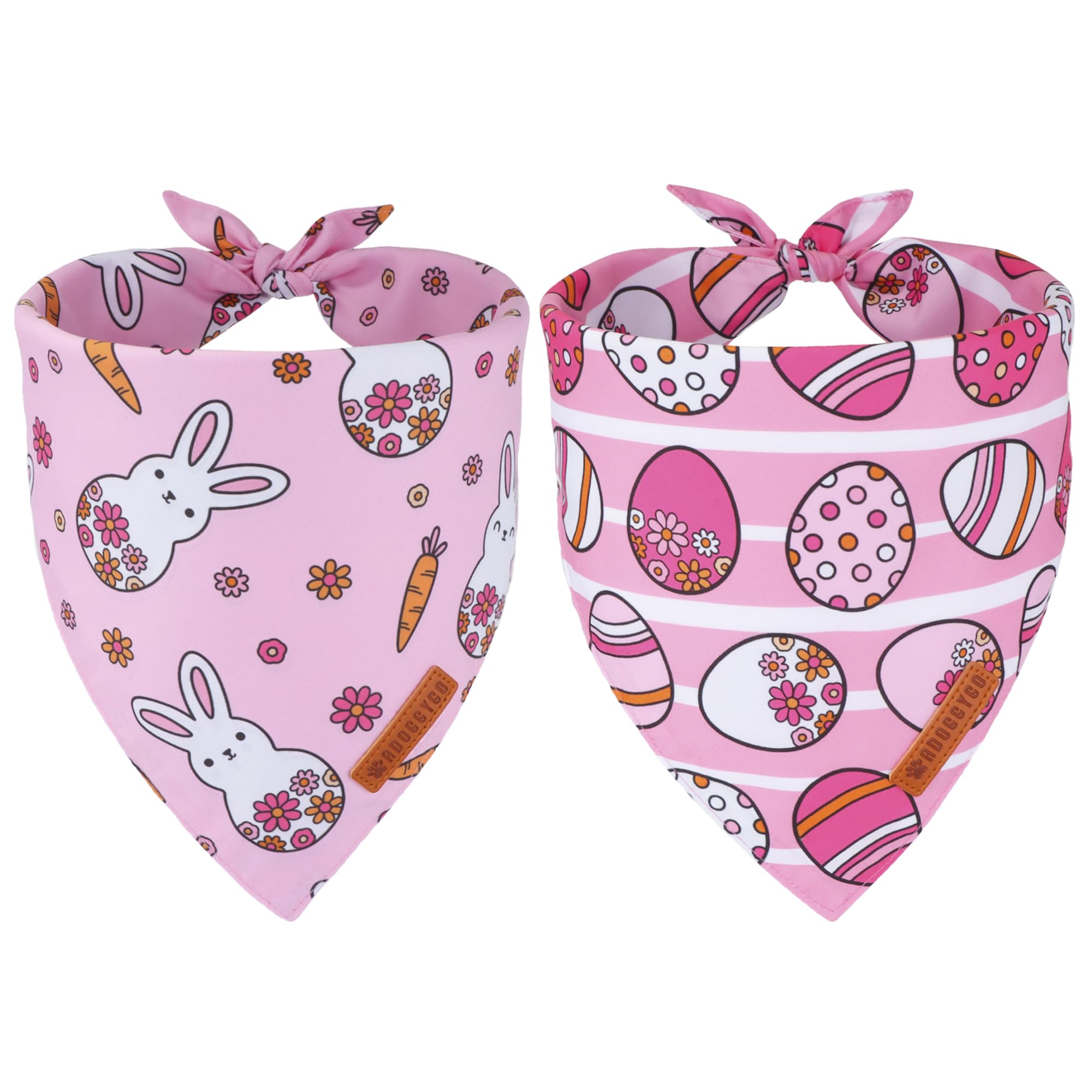 ADOGGYGO Easter Dog Bandana, Pink Bunny Scarf, Premium Durable Fabric, Adjustable Fit Female Pet Easter Bandanas for Extra Large