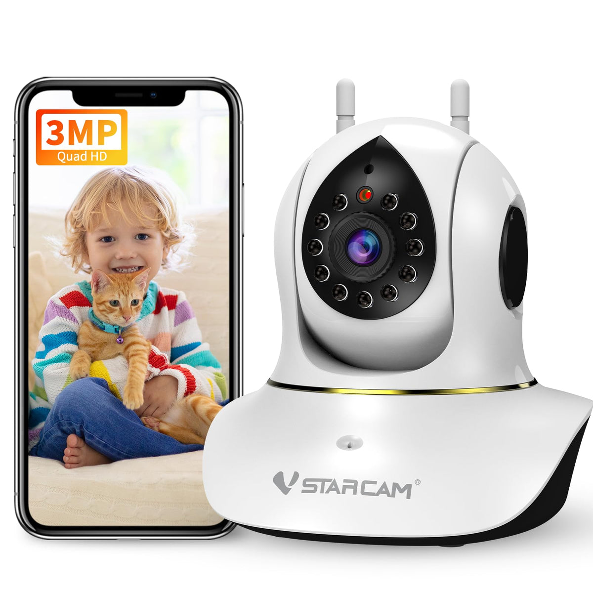 Vstarcam Pet Camera For Cats, Interactive Dog & Cat Toy Camera With 3Mp Ir Night Vision, Motion Detection, 2-Way Audio, Cat Came