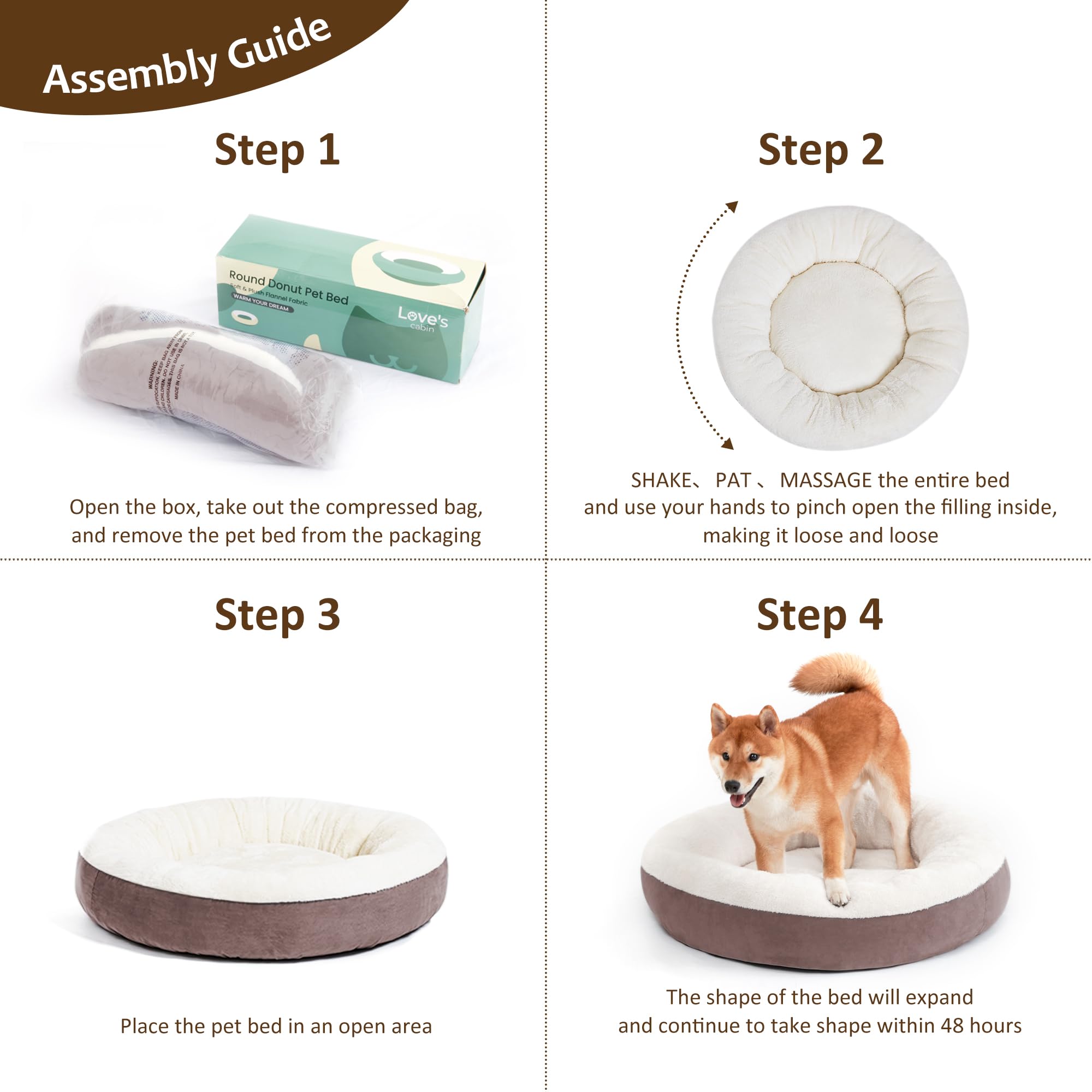 Love'S Cabin Round Donut Cat And Dog Cushion Bed, 30In Pet Bed For Medium Or Large Dogs, Anti-Slip & Water-Resistant Bottom, Sof
