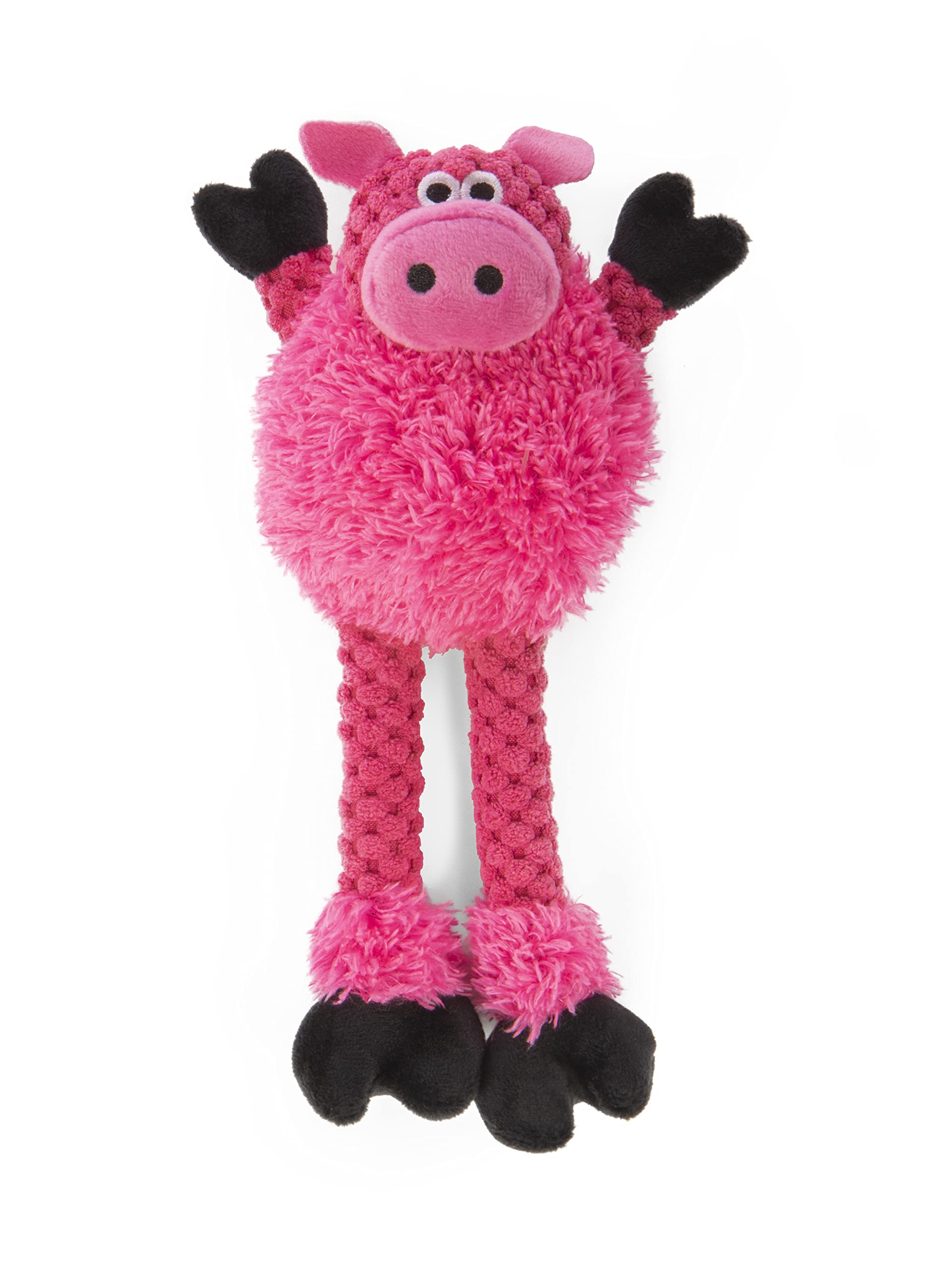 Godog Checkers Just For Me Skinny Pig Squeaky Plush Dog Toy, Chew Guard Technology - Pink, Mini