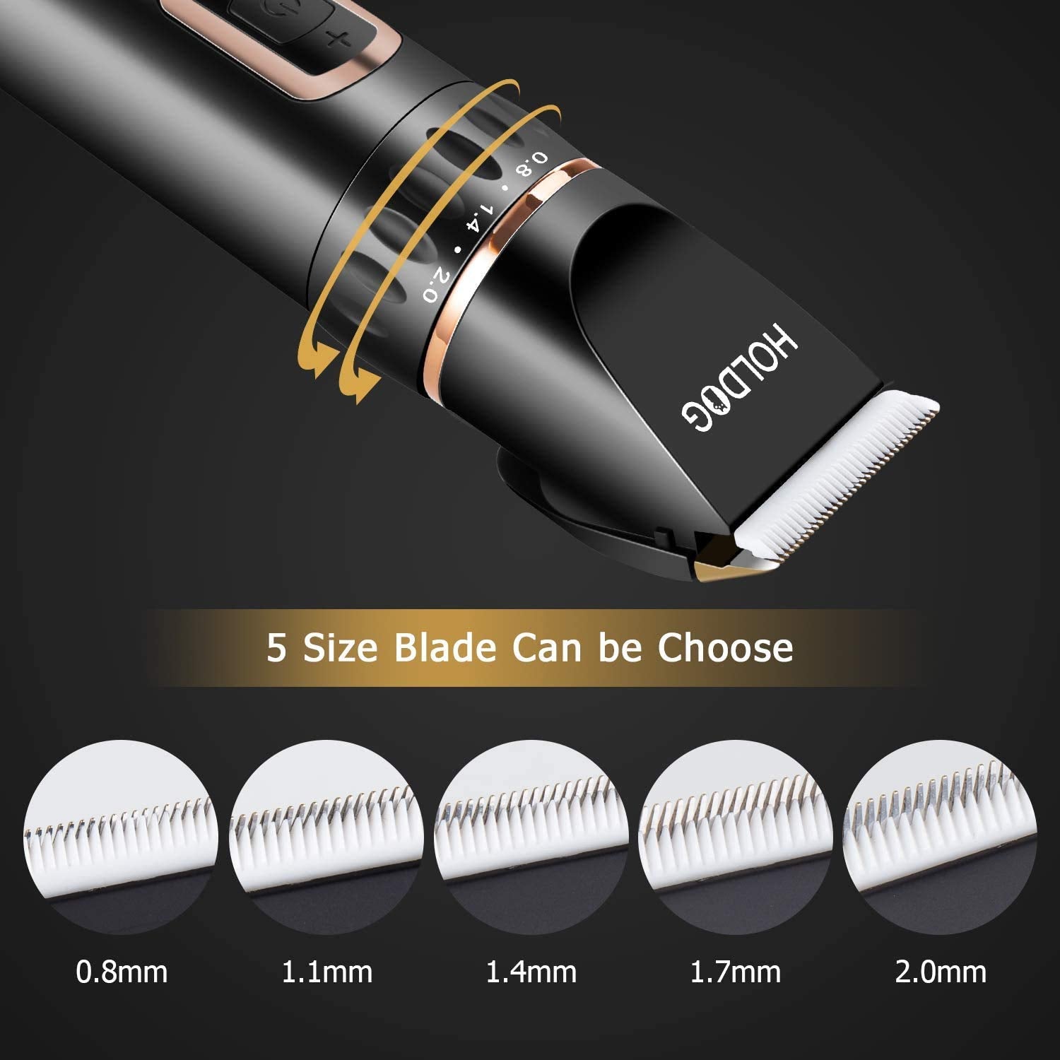 HOLDOG Professional Dog Clippers - 3-Speed, Low Noise, Cordless Grooming Tools for Small & Large Dogs and Cats, Heavy Duty, Rechargeable, White