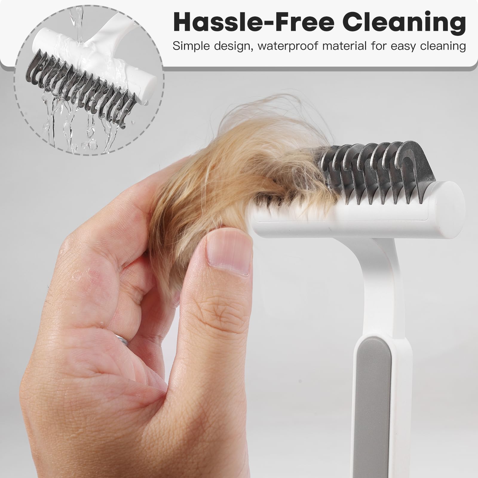 Grey Pet Grooming Undercoat Rake - Cat Deshedding Brush Dematting Comb For Long Haired Indoor Cats, Removes Loose Hair And Matte