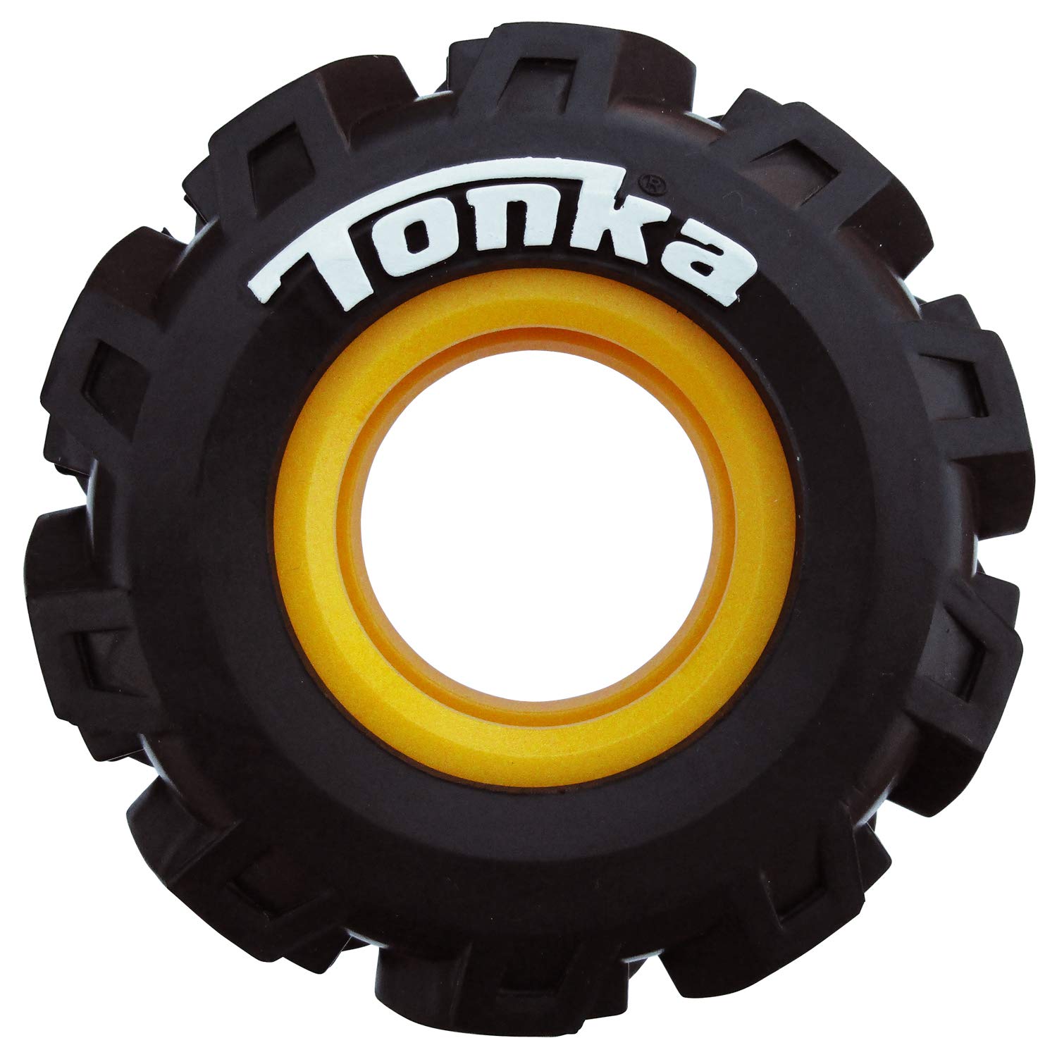 Tonka Seismic Tread Dog Toy With Interactive Feeder, Lightweight, Durable And Water Resistant, 4 Inches, For Medium/Large Breeds, Single Unit, Yellow/Black