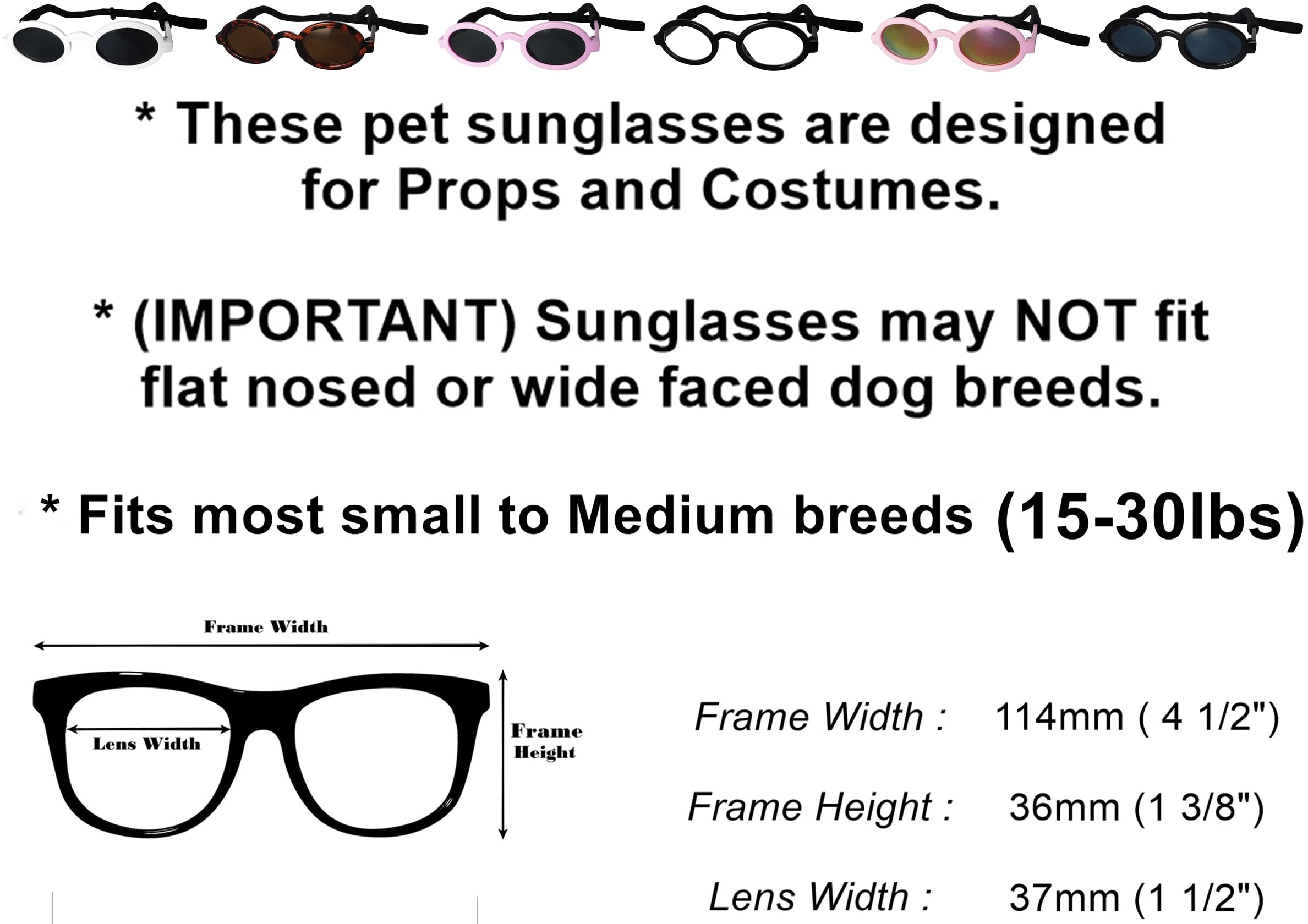 G001 Dog Cat Pet Costume Thin Oval Sunglasses Small To Medium Breeds 15-30Lbs (Ov Black)