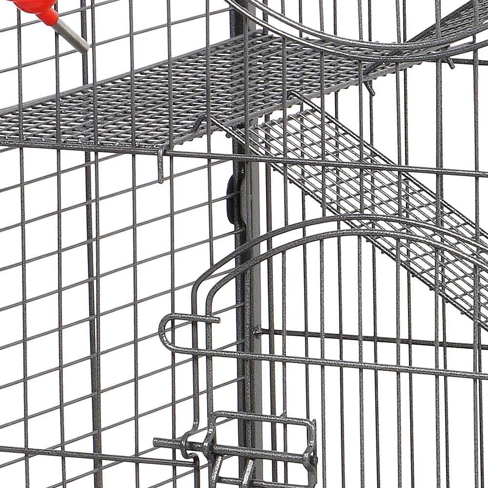 Yaheetech 37" Metal Ferret Chinchilla Cage - Indoor/Outdoor, Black, Iron, 2 Front Doors, Feeder, Wheels