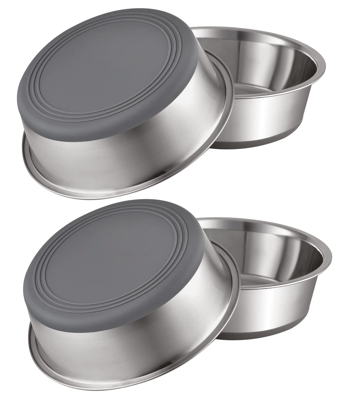 PEGGY11 Stainless Steel Metal Dog Bowls, Nonslip Rubber Bottom, Dishwasher Safe, Easy to Clean - 4 Pack, Each Holds 3.8 US Cup