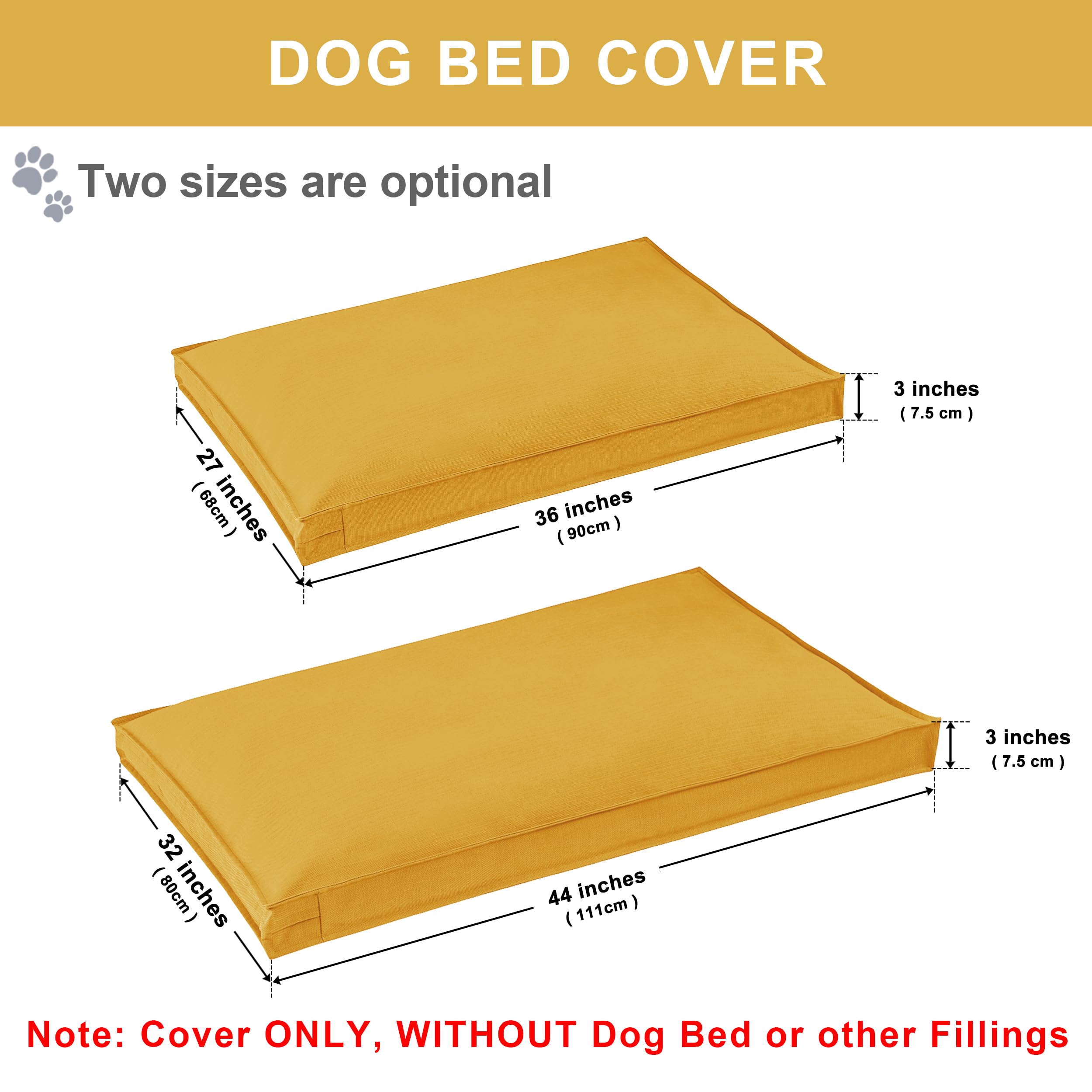 Venessco Dog Bed Covers Replacement Washable, Waterproof Dog Bed Cover With Zipper, 36Lx27Wx3H Inch Durable Oxford Pet Bed Cover