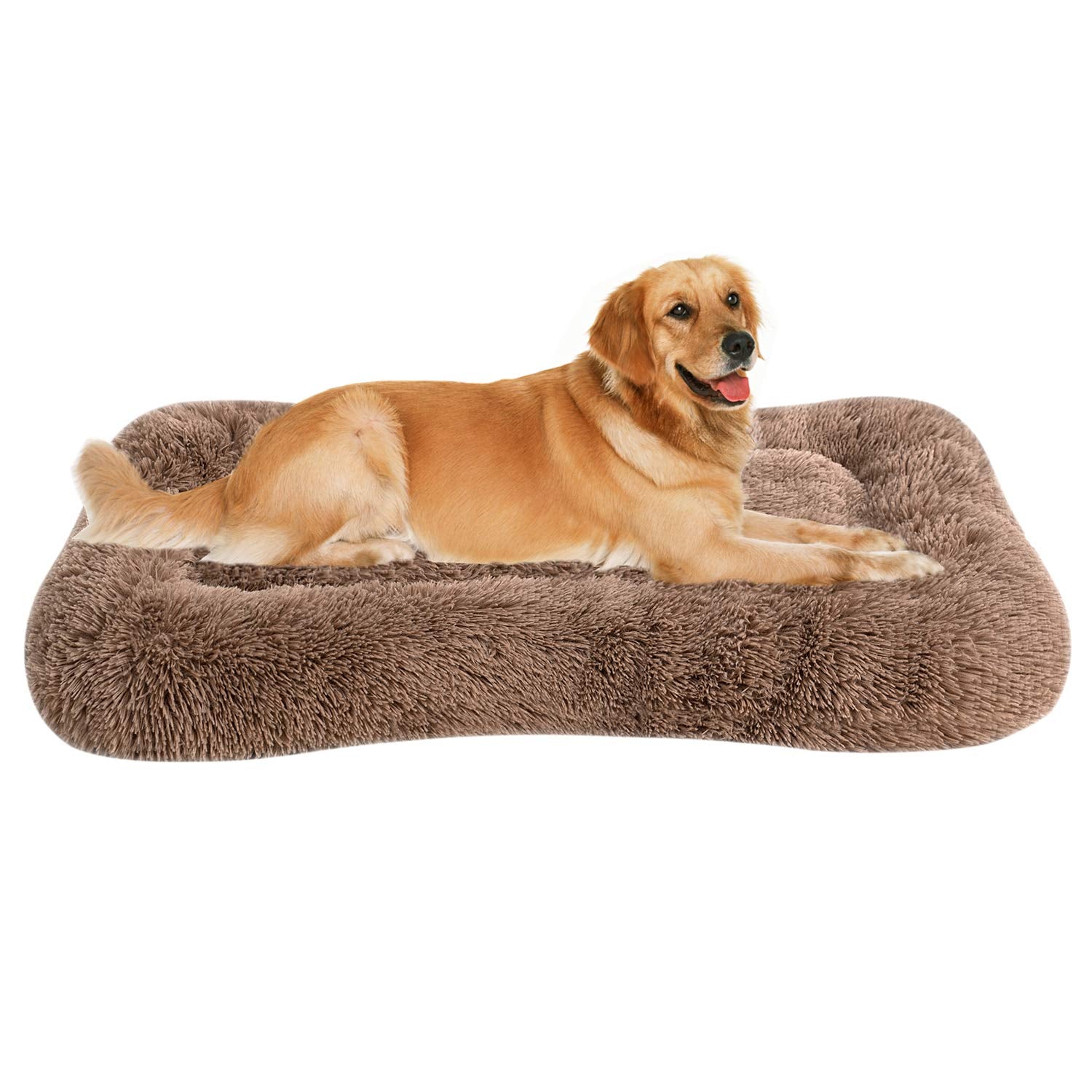 Coohom Deluxe Plush Bed Pet Cushion Crate Mat,Fulffy Comfy Kennel Anti-Slip Washable Pad For Medium Large X-Large Dogs(X-Large, 