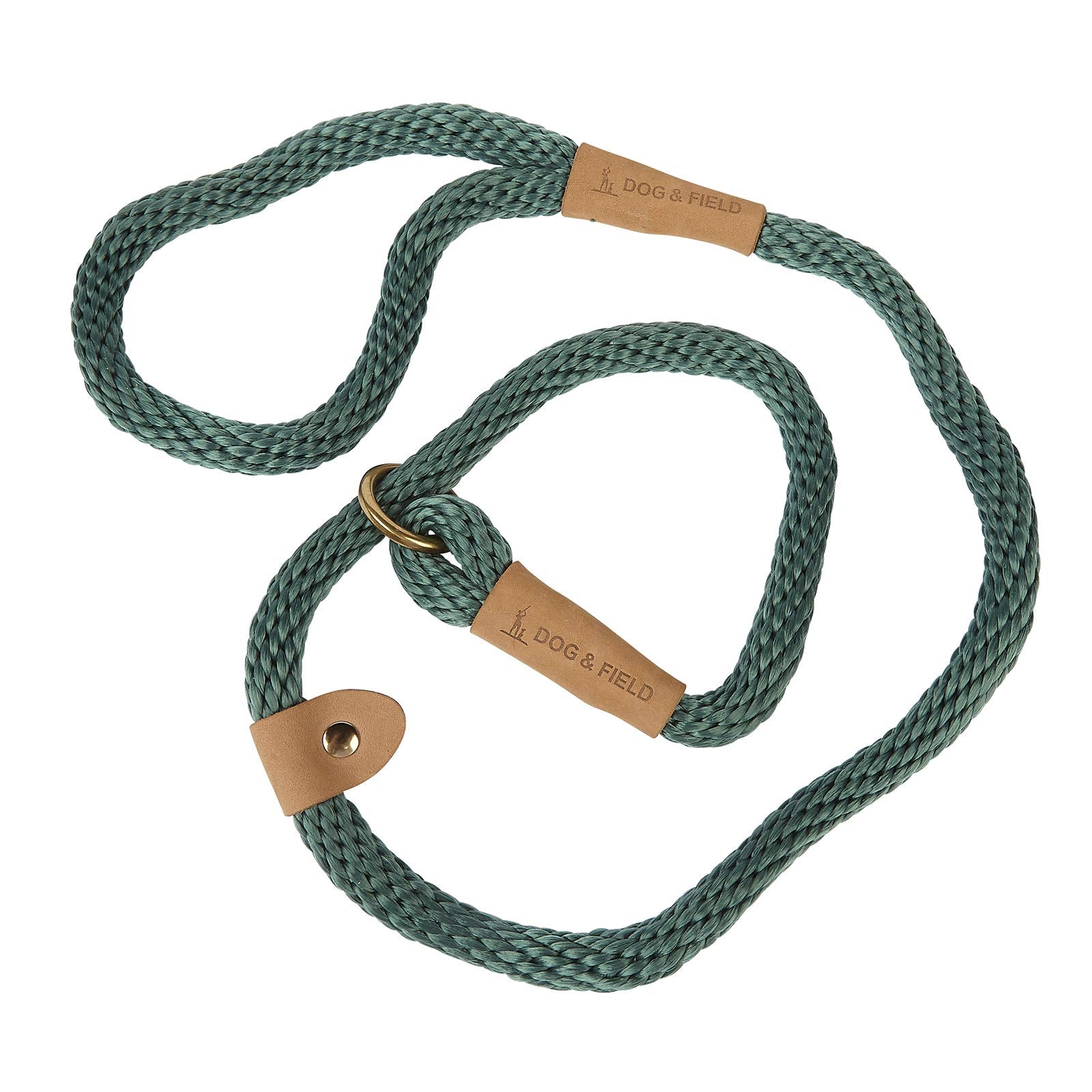 Dog & Field Lux Woven Slip Leash - Hunter. 4Ft Slip Leash For Dogs, Soft Braided Rope Dog Lead With Brass Fittings & Leather Bin