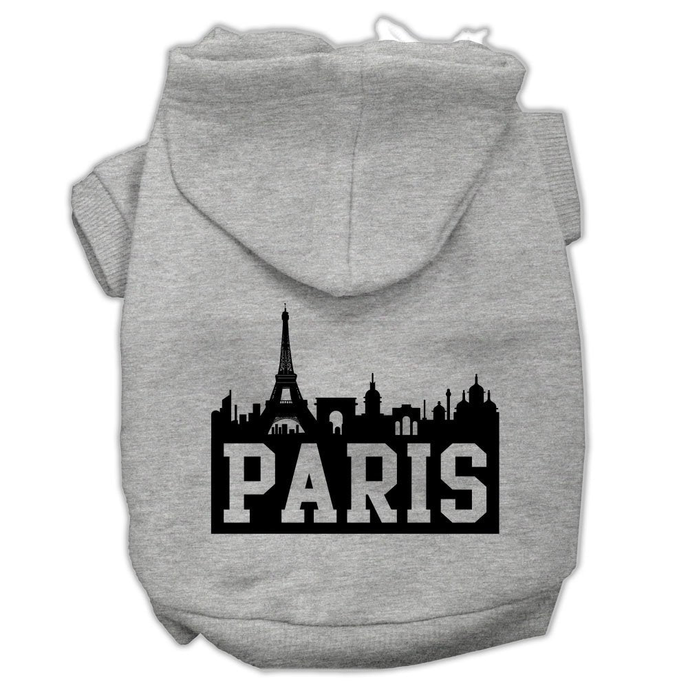 Mirage Pet Products 62-71 XXXLGY Paris Skyline Screen Print Grey Pet Hoodie, X-Large