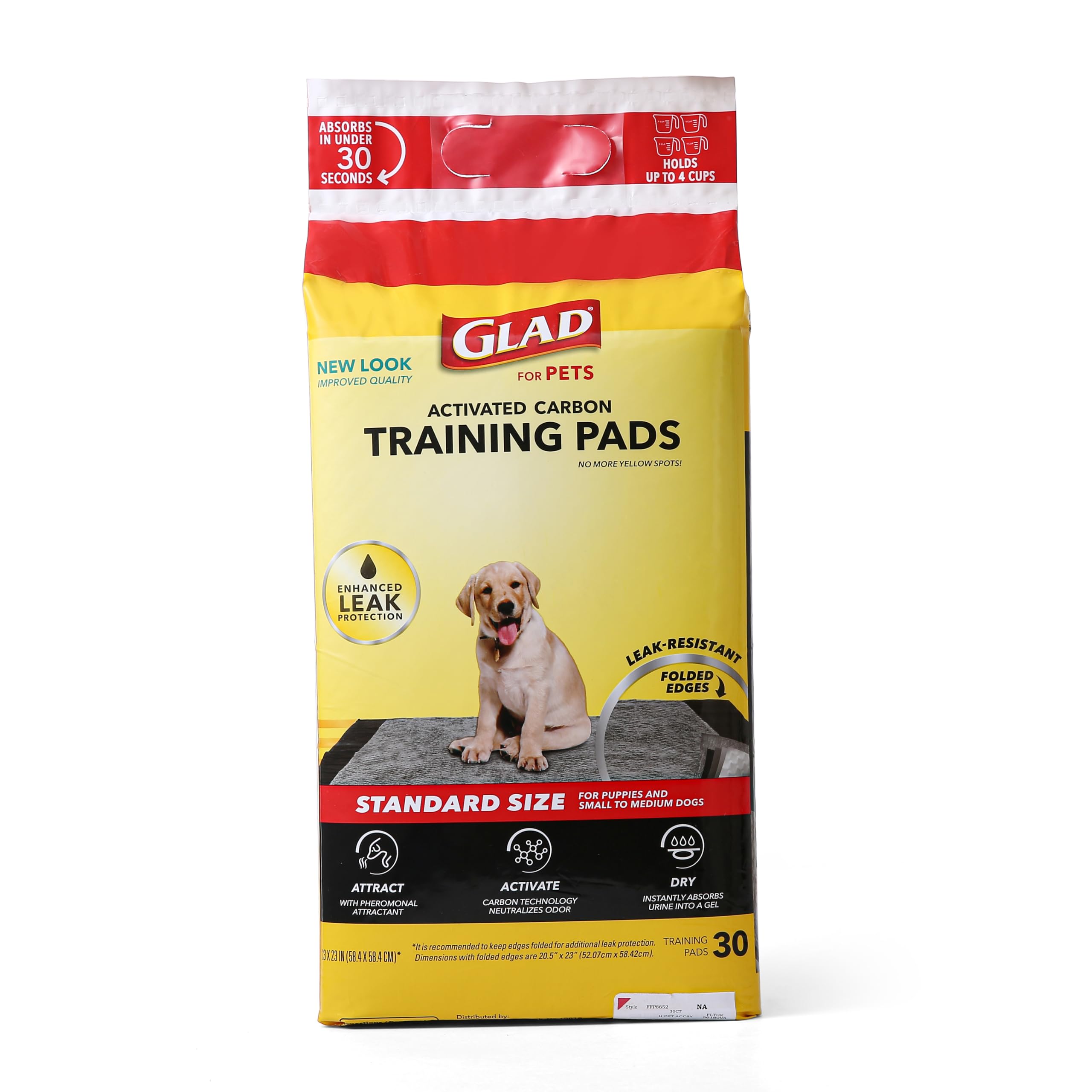 Glad for Pets Black Charcoal Puppy Pads - Super Absorbent Disposable Dog Pee Pad, Potty Training, Dog Crate and Indoor Use 23 x