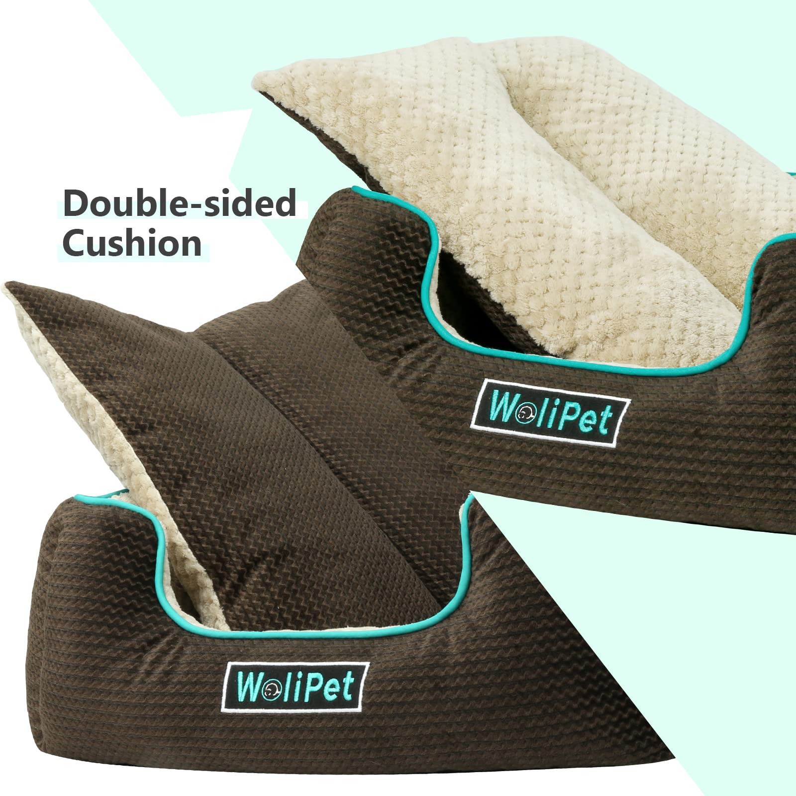 Wolipet Rectangular Dog Bed Pet Sofa Bed For Medium-Sized Dogs Machine Washable Pet Bed Anti-Slip Bottom(31''X25''X10'', L, Brow