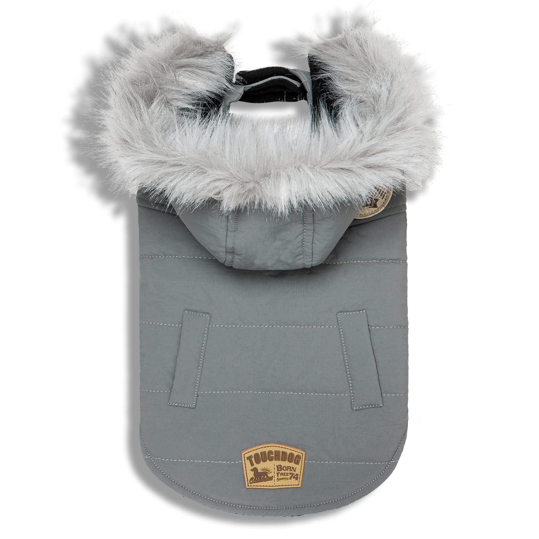 Touchdog Eskimo-Swag Duck-Down Parka Dog Coat, X-Large, Grey