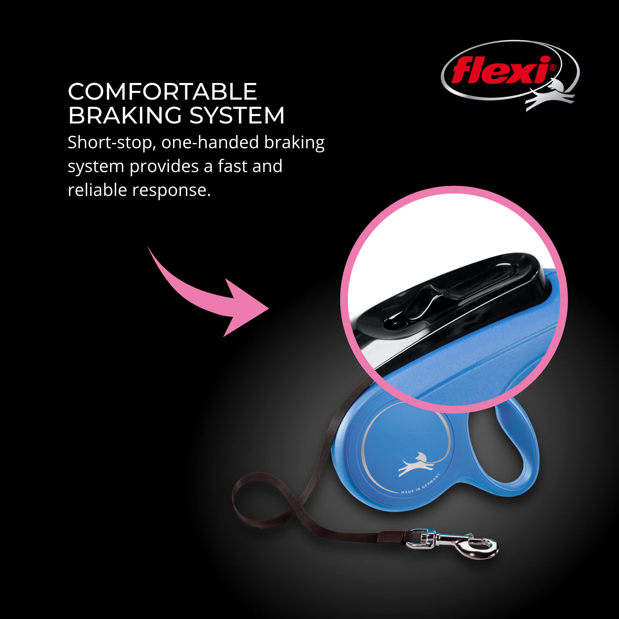 Flexi New Classic Retractable Dog Leash (Cord), Ergonomic, Durable And Tangle Free Pet Walking Leash For Dogs Up To 18 Lbs, 10 Ft, Extra Small, Blue