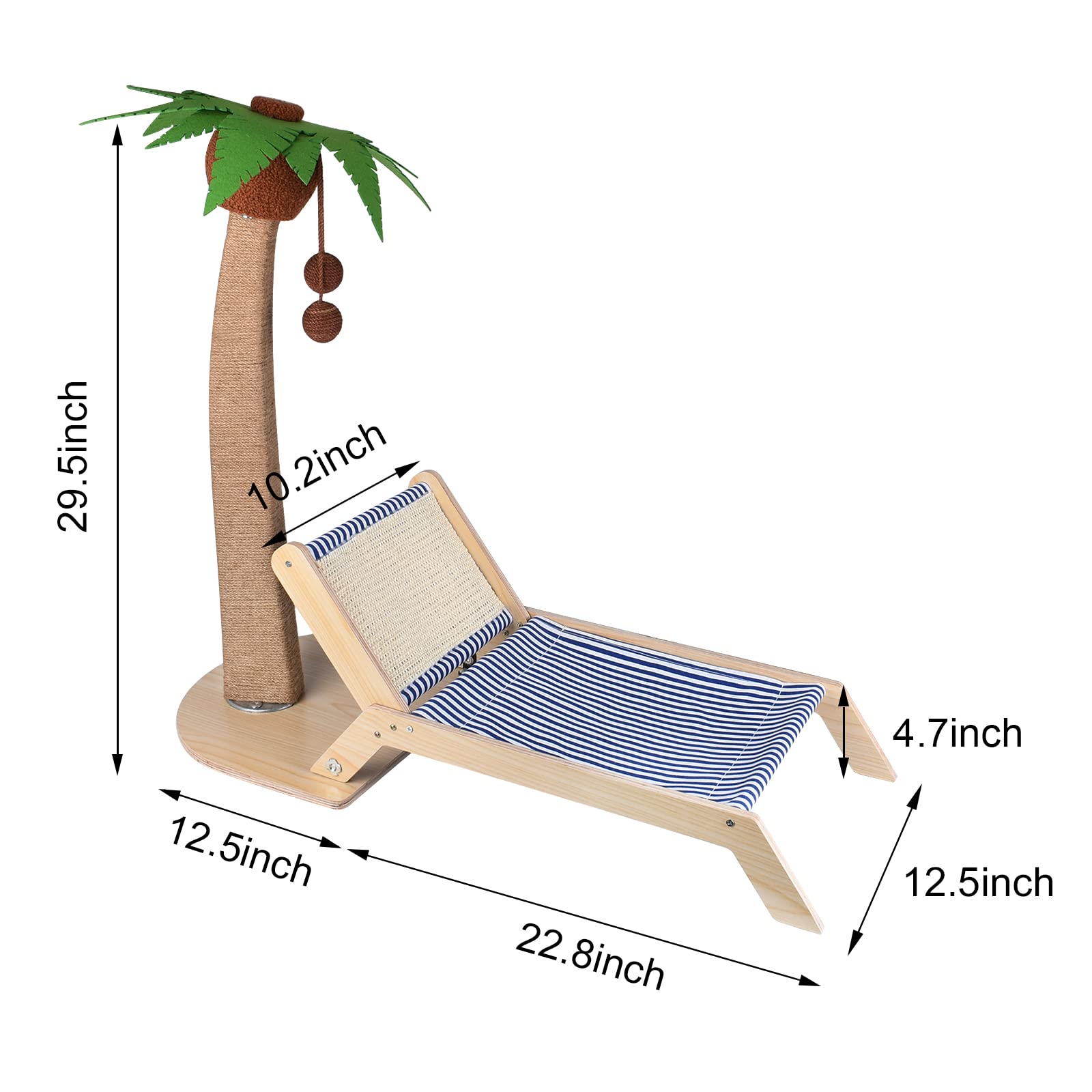 Lechansen Cat Scratching Post With Lounge Chair 2 In 1, 29.5 Inch Tall Palm Tree Cat Scratching Post For Indoor Cats, Sisal Rope