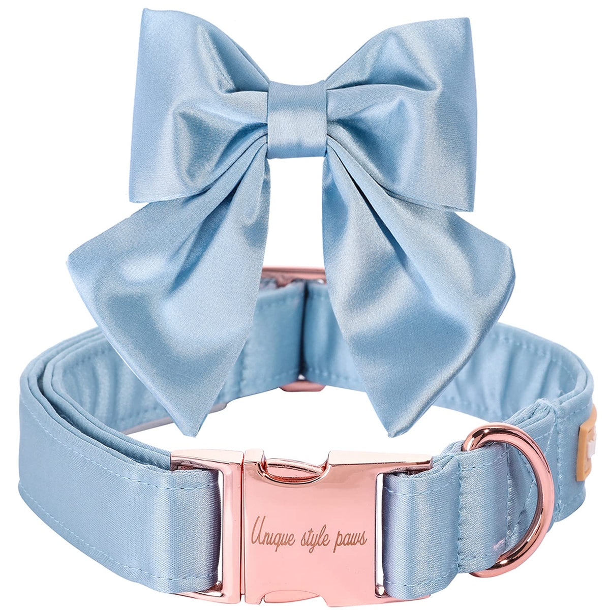 Unique Style Paws Silk Blue Color Dog Collar Adjustable Durable Dog Collar With Bow Wedding Bow Tie Dog Collar For X-Small Puppy And Cats