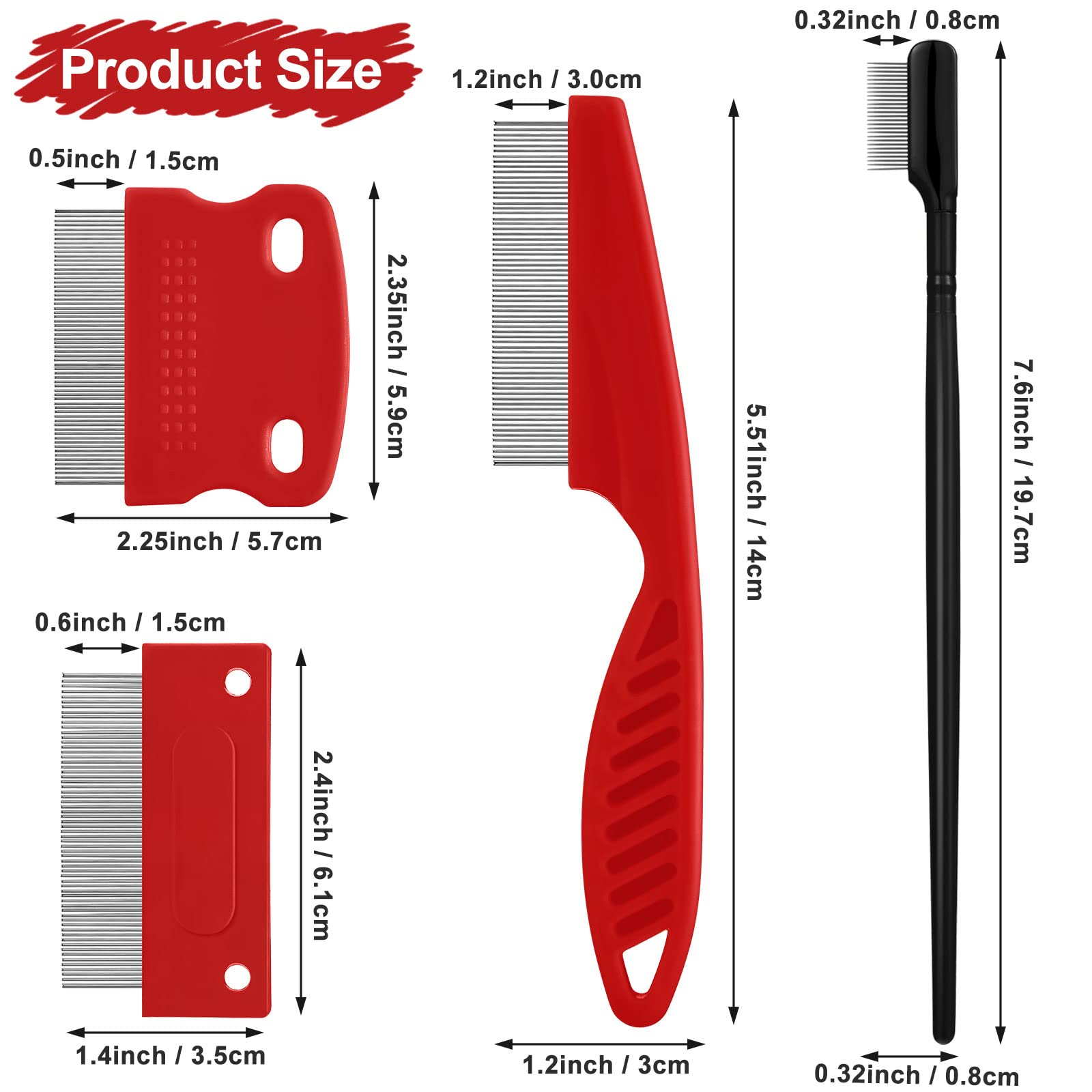 5 Pieces Dog Eye Combs Tear Stain Remover Combs Pet Grooming Comb For Small Dogs Gently Removing Eye Mucus And Crust (Red, Black