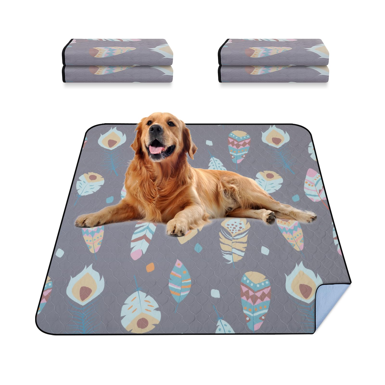 Loobani Washable Pee Pads For Dogs,4 Pack Ultra-Absorbent And Leak-Proof Whelping Pads, Non-Slip Reusable Puppy Pads, Waterproof