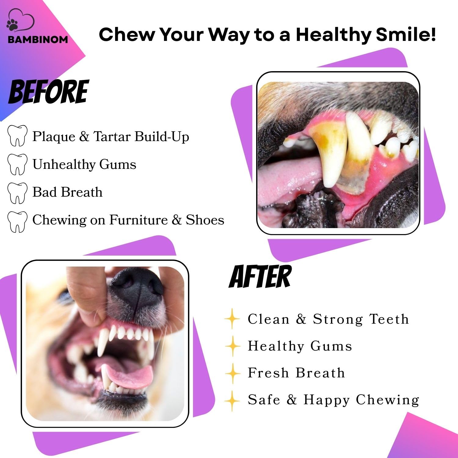Bambinom Chew Toys, 6 Pcs Soft Rubber Teething Toys For Small Dogs, Eco-Friendly Interactive Dog Toys, Teeth Cleaning, Cute Purp