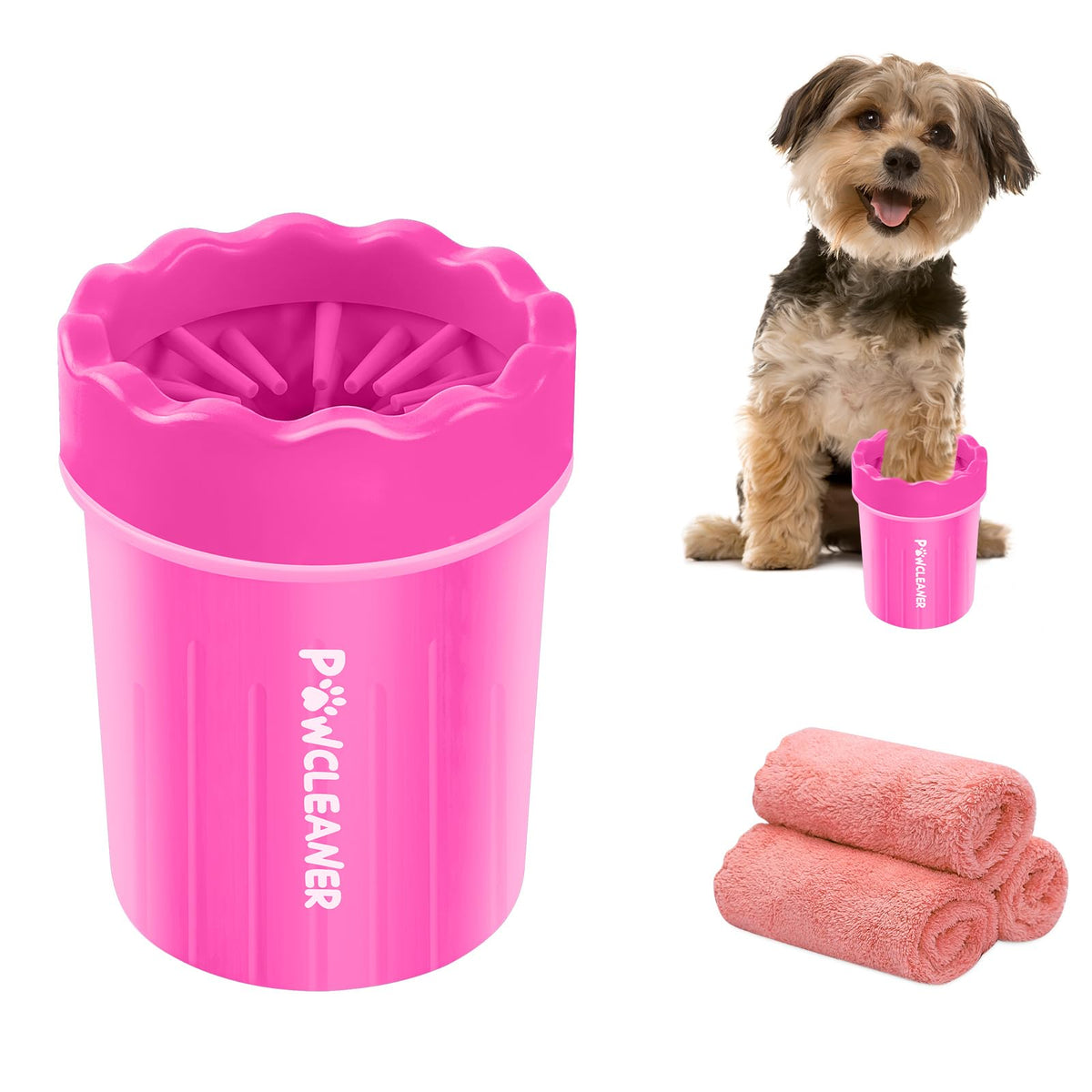 Comotech Dog Paw Cleaner, Portable Dog Paw Washer Pet Cleaning Silicone Brush With 3 Absorbent Towel, Pet Foot Cleaner For Small