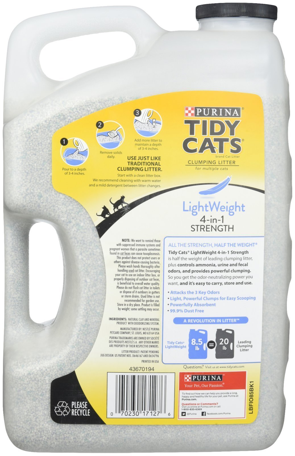 Purina Tidy Cats 4-In-1 Cat Litter Light Weight, 8.5 Lbs
