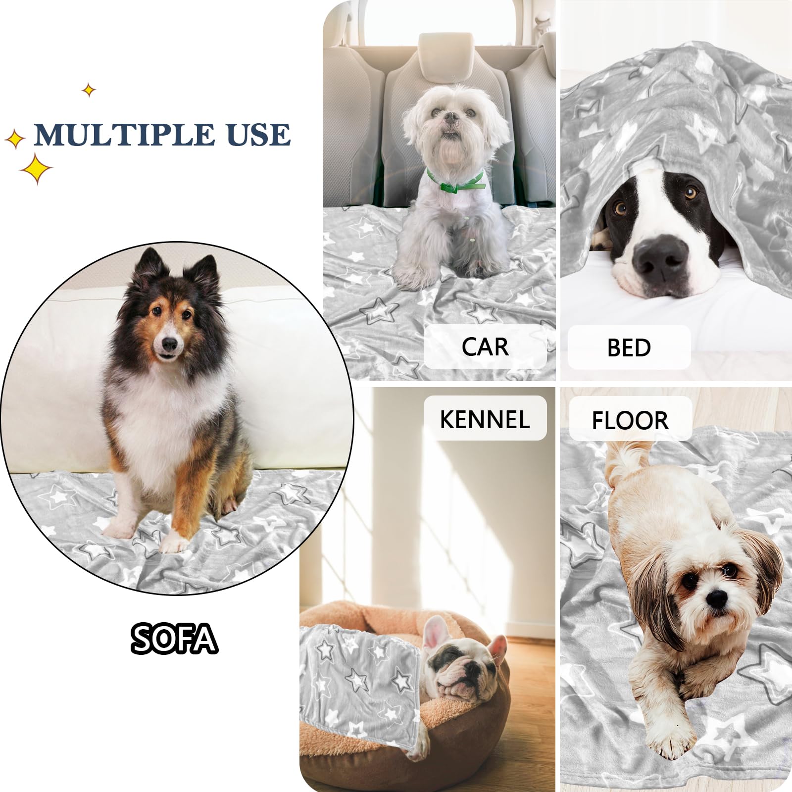 Ahoocustom Dog Blanket,Super Soft Fluffy Premium Fleece Pet Puppy Blanket For Large Medium Dog Cat Mat Cover For Bed Couch,Star