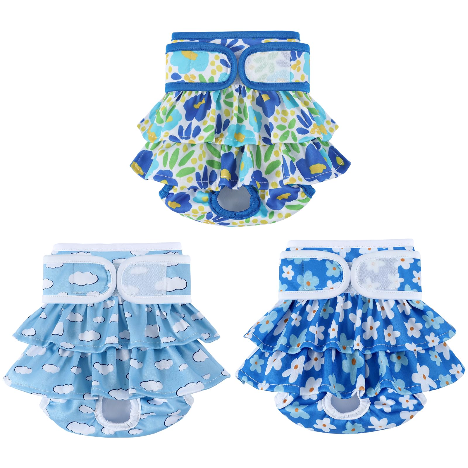 Washable Dog Diapers Female 3 Pack Reusable Highly Absorbent Puppy Diaper, Premium Doggie Diaper, Durable Leak-Proof Dot Doggy D