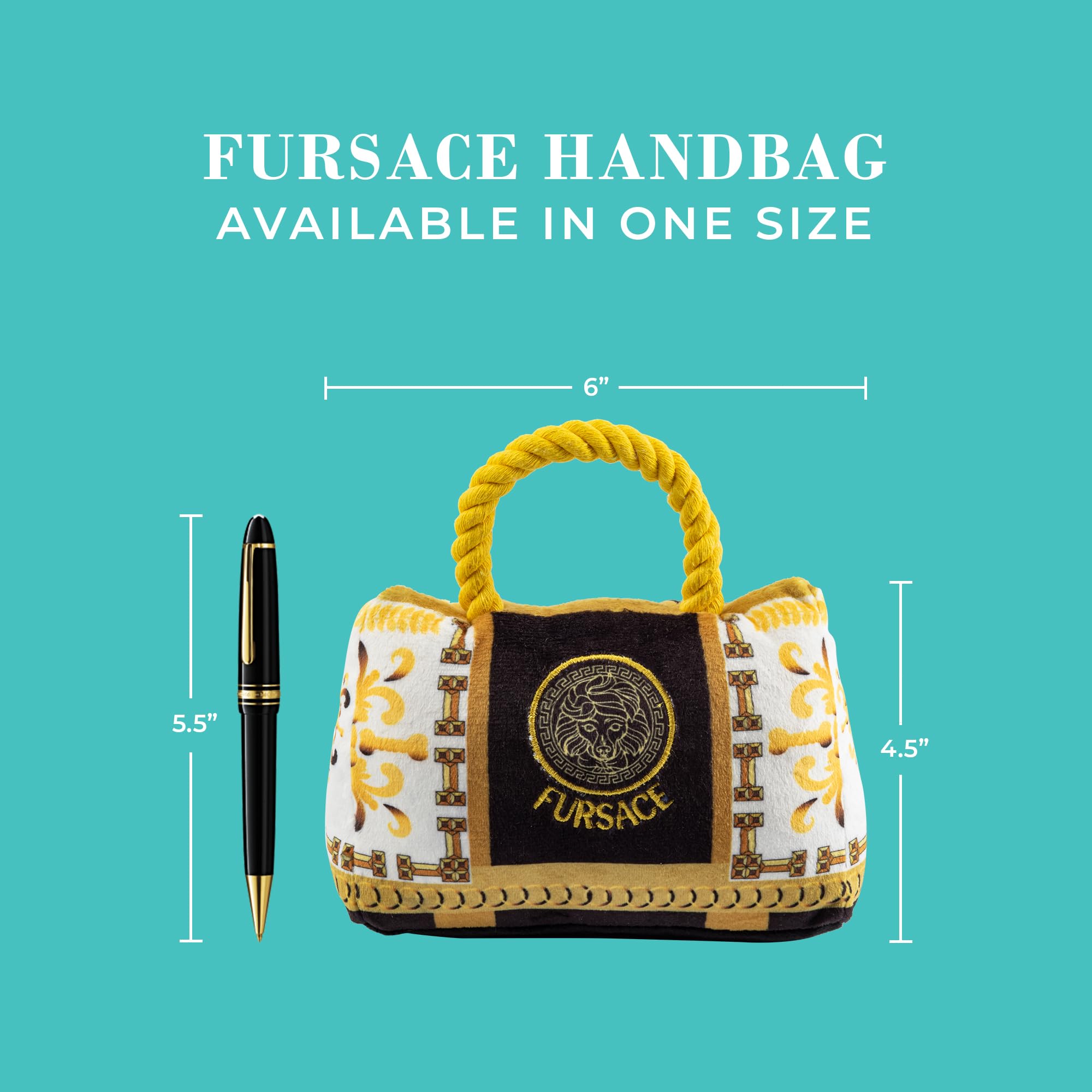 Haute Diggity Dog Fursace Handbag, Plush Designer Dog Toys with Interactive Squeaker, Stimulating Pet Enrichment, Machine-Washab