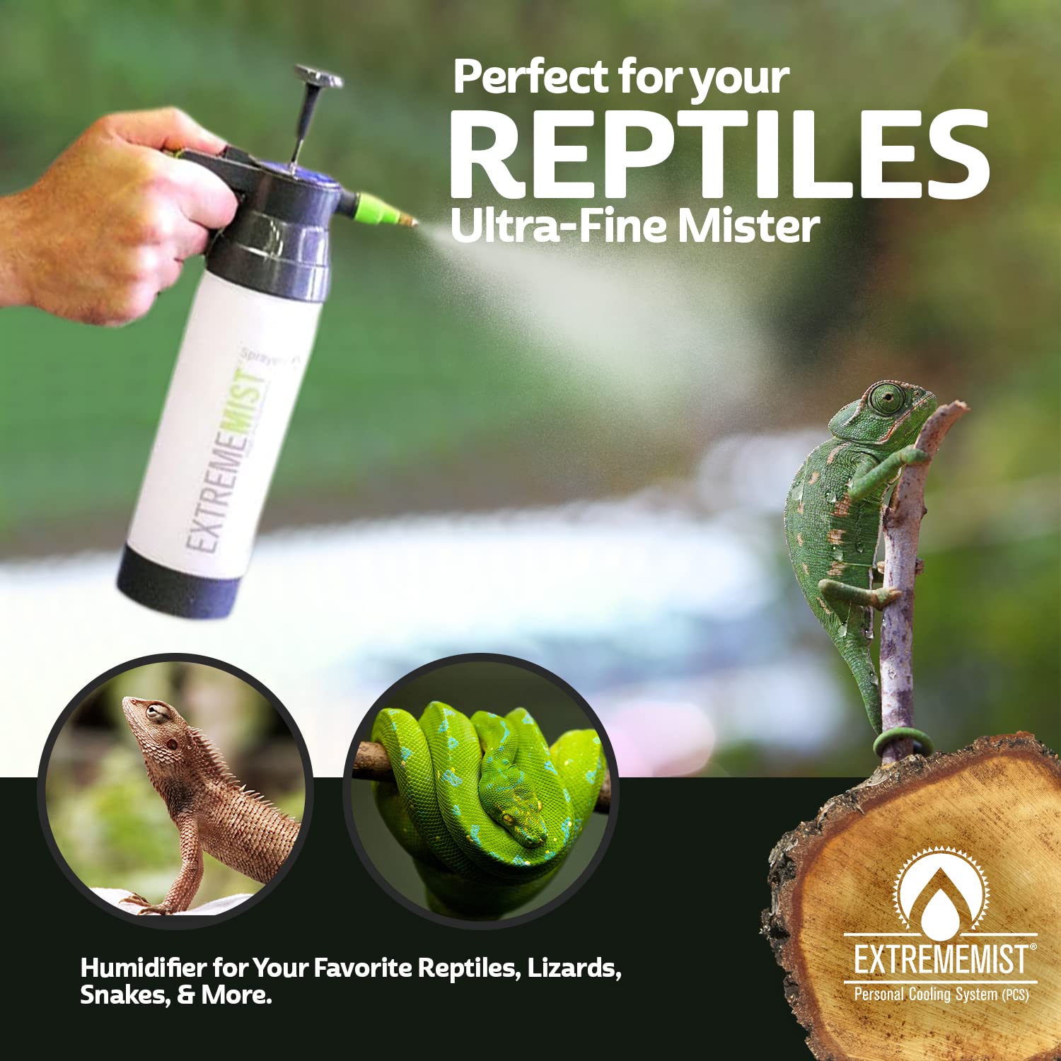 ExtremeMIST High-Performance Reptile Mister - Ultra-fine Reptile Sprayer & Terrarium Humidity Fogger for Geckos, Chameleons, Tur