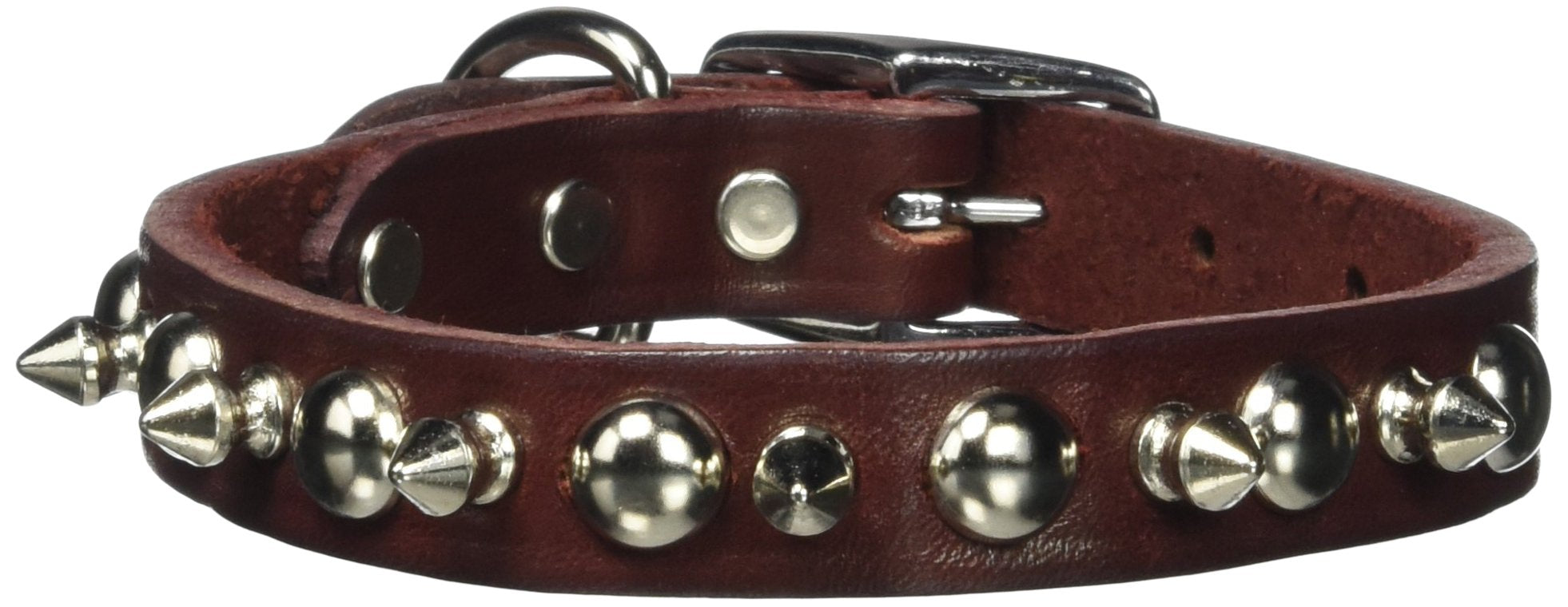 Omnipet Leather Brothers 102Lks-Bu18 3/4 X 18-Inch Regular Spiked And Studded Latigo Leather Dog Collar, Large, Burgundy