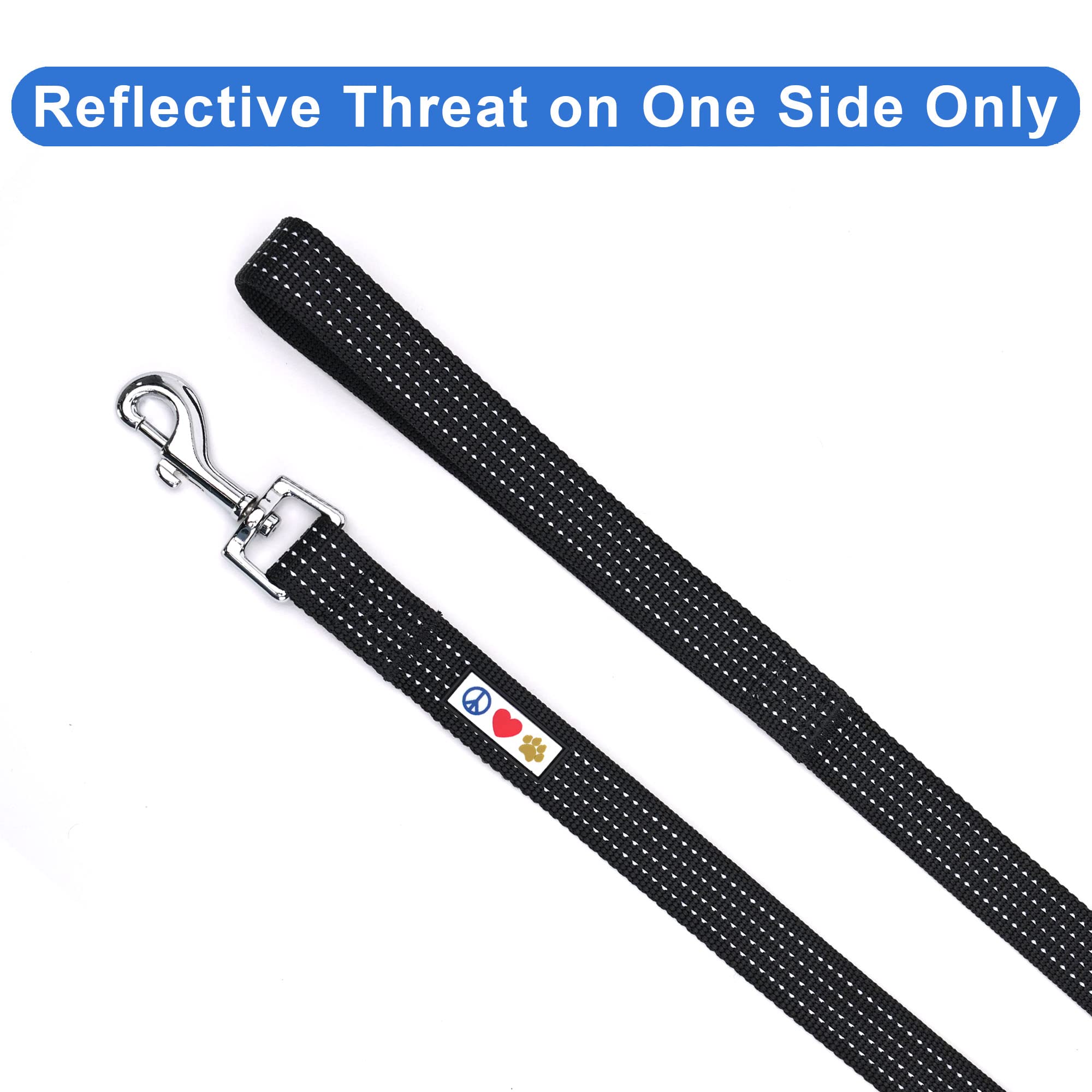 Pawtitas Pet / Puppy 6 - feet Reflective Dog Leash Extra Small / Small 5/8 inch Black Matching Collar and Harness sold separatel
