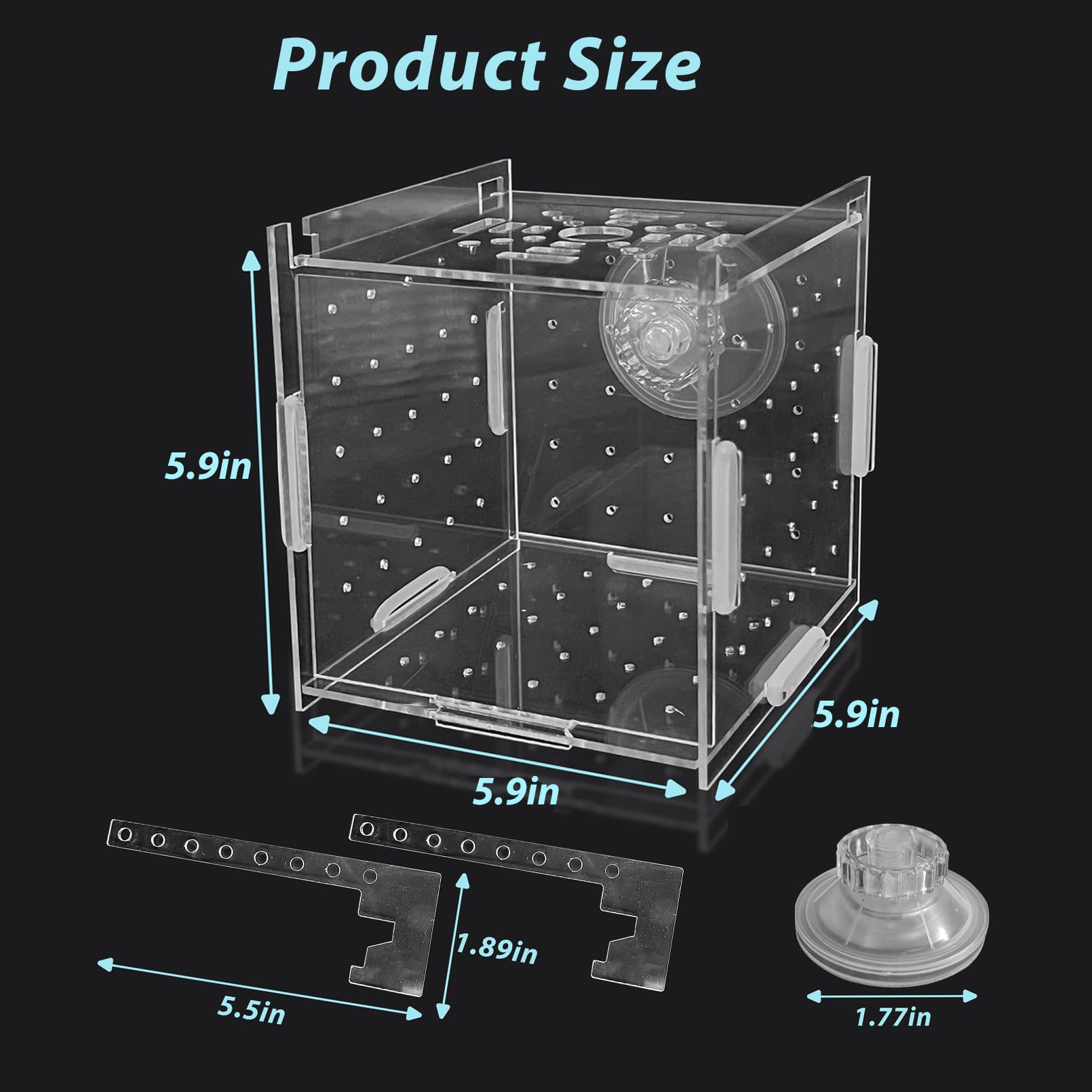 Pinvnby Acrylic Fish Breeding Box,Transparent Fish Isolation Box Acrylic Hatchery Incubator Tank With Suction Cups For Baby Fish