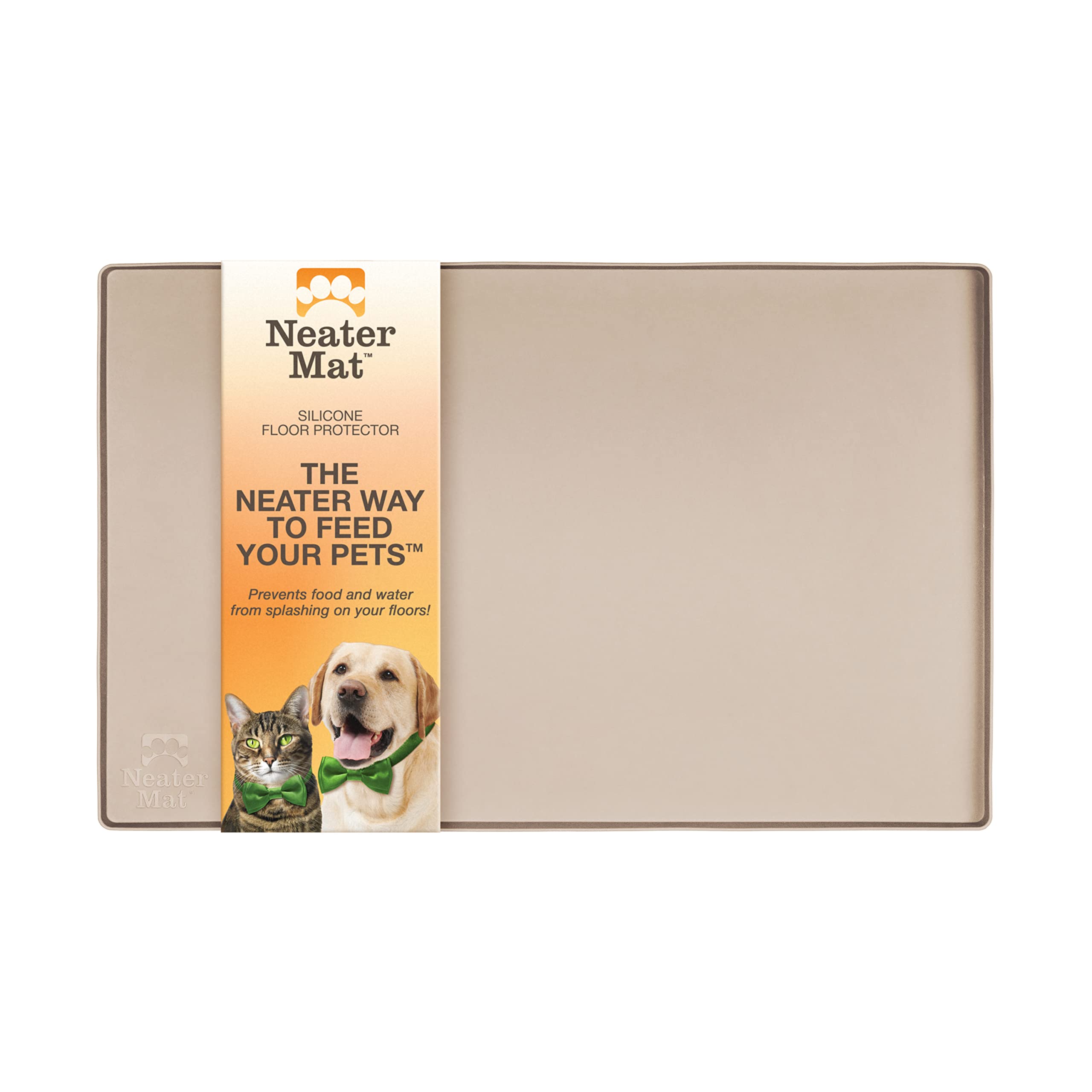 Neater Pet Brands Neater Mat  Waterproof Silicone Pet Bowls Mat  Protect Floors from Food & Water (Cappuccino, 19 x 12 Silic