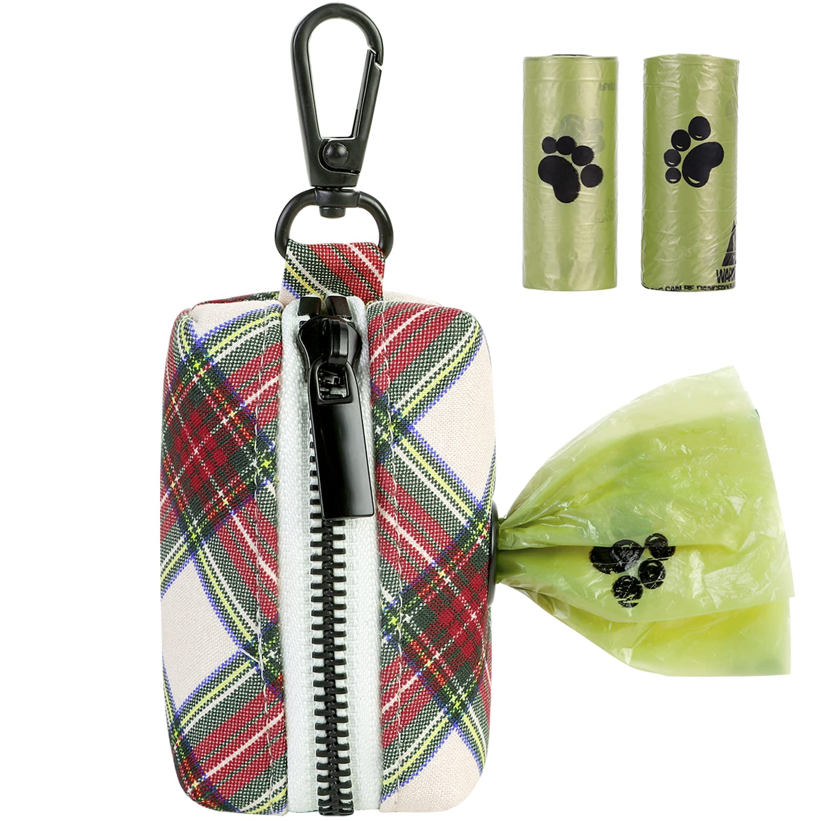 Aring Pet Dog Poop Bag Dispenser, Cotton Doggy Poop Bags Holders Attach To Any Leashes, Portable Washable Christmas Pet Waste Po