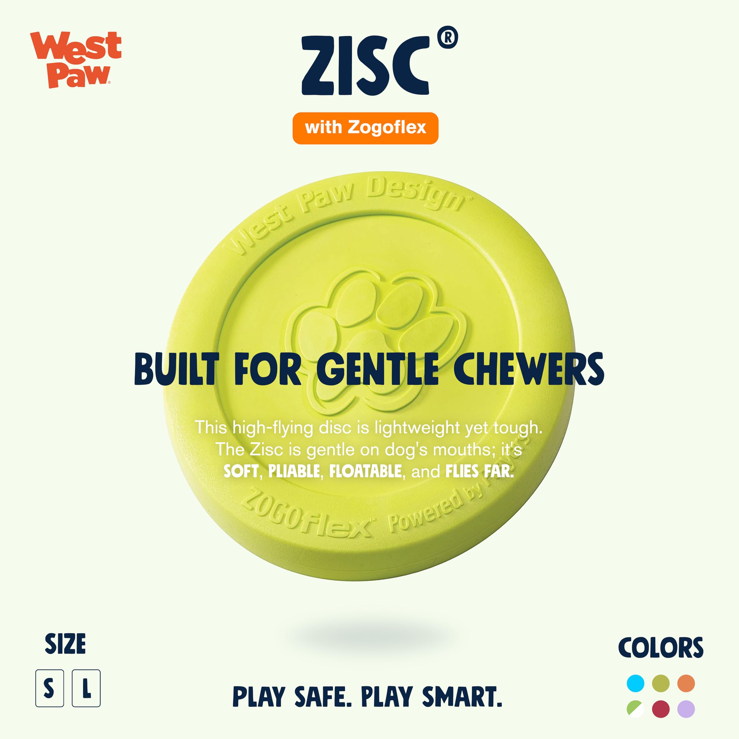 West Paw Zogoflex Zisc Dog Flying Disc, High Flying Aerodynamic Disc For Dogs Puppy - Lightweight, Floatable Disc For Fetch, Tug