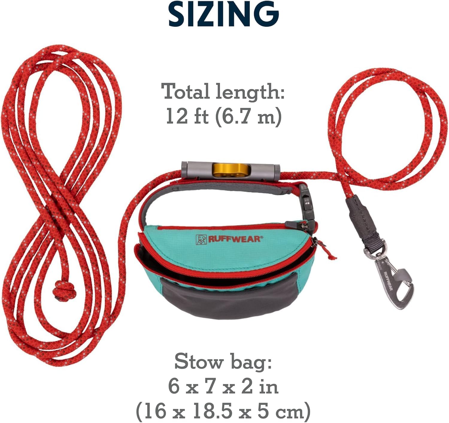 Ruffwear, Hitch Hiker Dog Leash, Adjustable Leash & Hitching System For Camping & Hiking, Aurora Teal