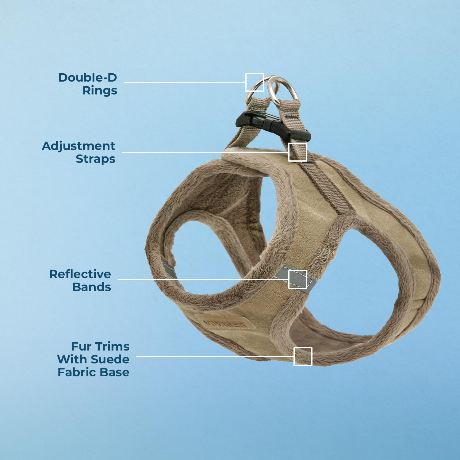 Voyager Step-In Plush Dog Harness - Soft Plush, Step In Vest Harness For Small And Medium Dogs By Best Pet Supplies - Latte Suede, L (Chest: 18 - 20.5')