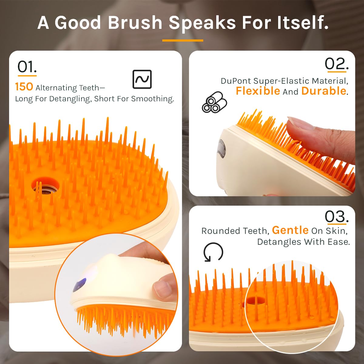 Cat Steam Brush For Easy Grooming - Dual-Head Petting & Shedding Tool With Spray Feature | Skin-Friendly & Massage Function | Th