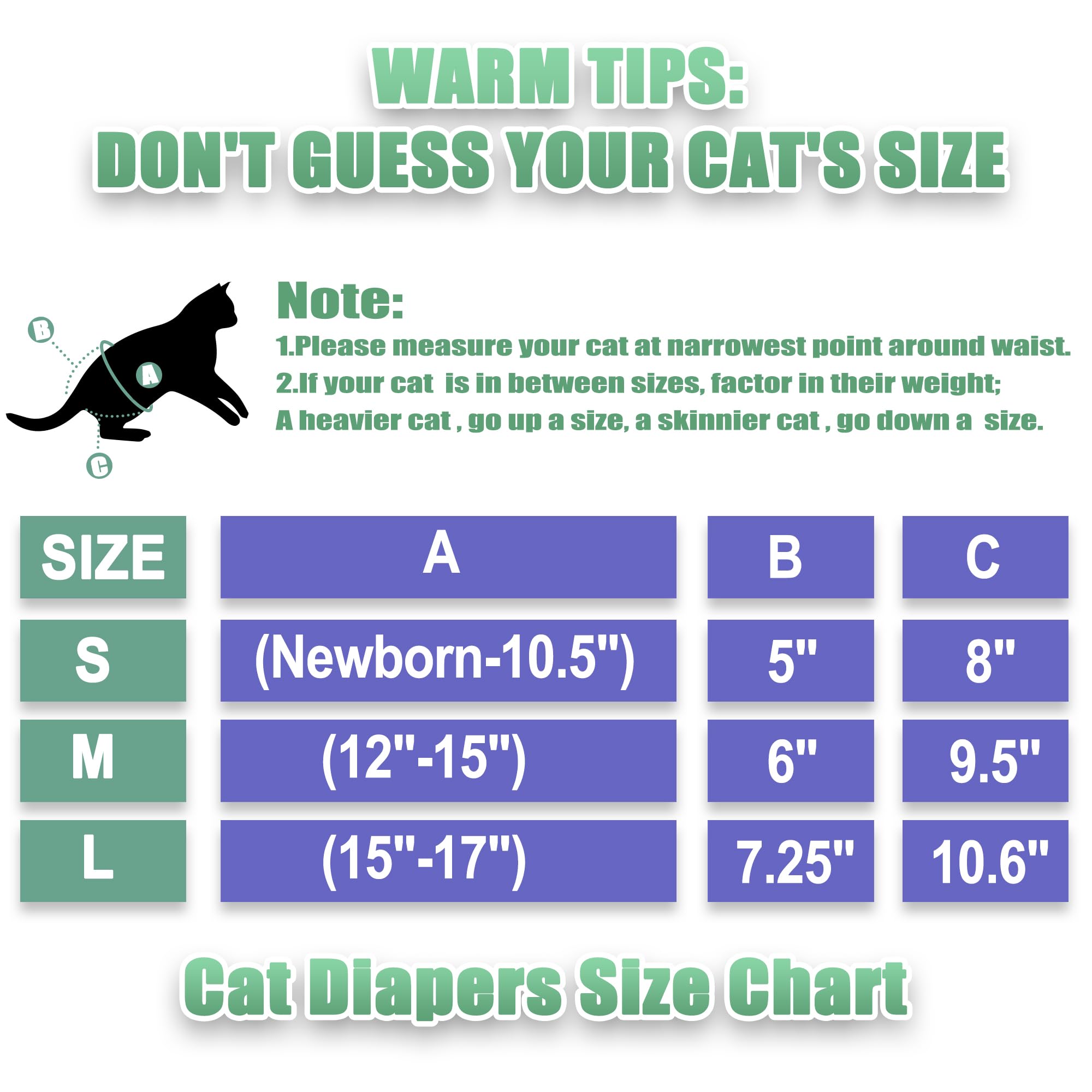 Wegreeco Cat Diapers, Cat Diapers for Male Female Spraying Incontinence, Reusable Adjustable Highly Absorbent (3 Pack, Medium)