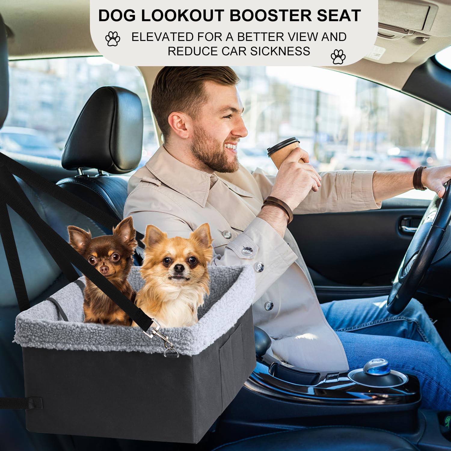 Marslabo Dog Car Seats For Small Dogs, Upgrade Dog Booster Seat With Metal Frame Construction With Double-Layer Oxford, Perfect For Small Pets Up To 20Lbs