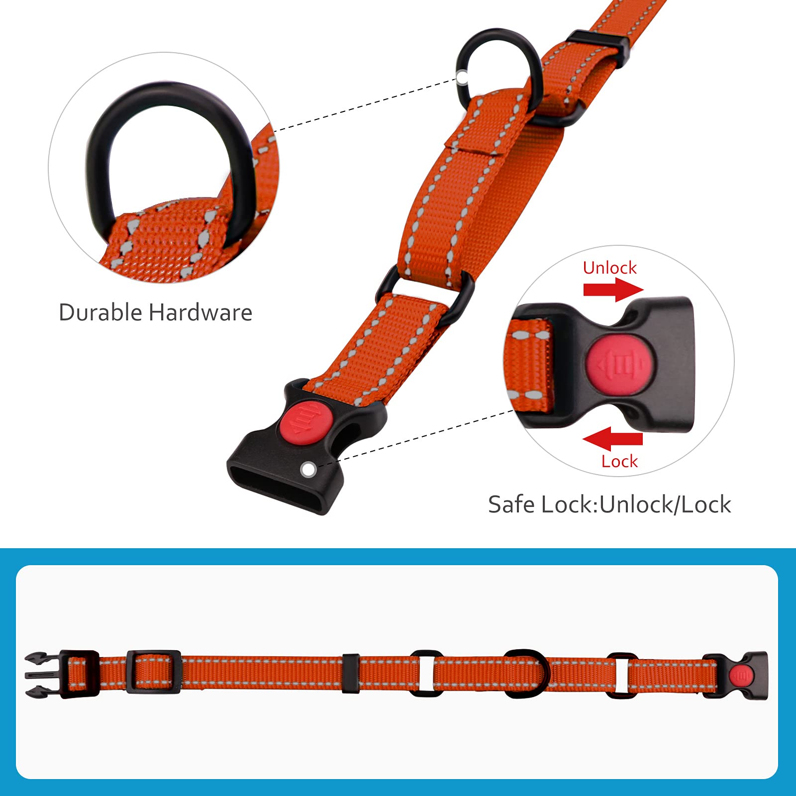 Martingale Dog Collar And Leash Set Martingale Collars For Dogs Reflective Martingale Collar For Small Medium Large Dogs(Orange&M)