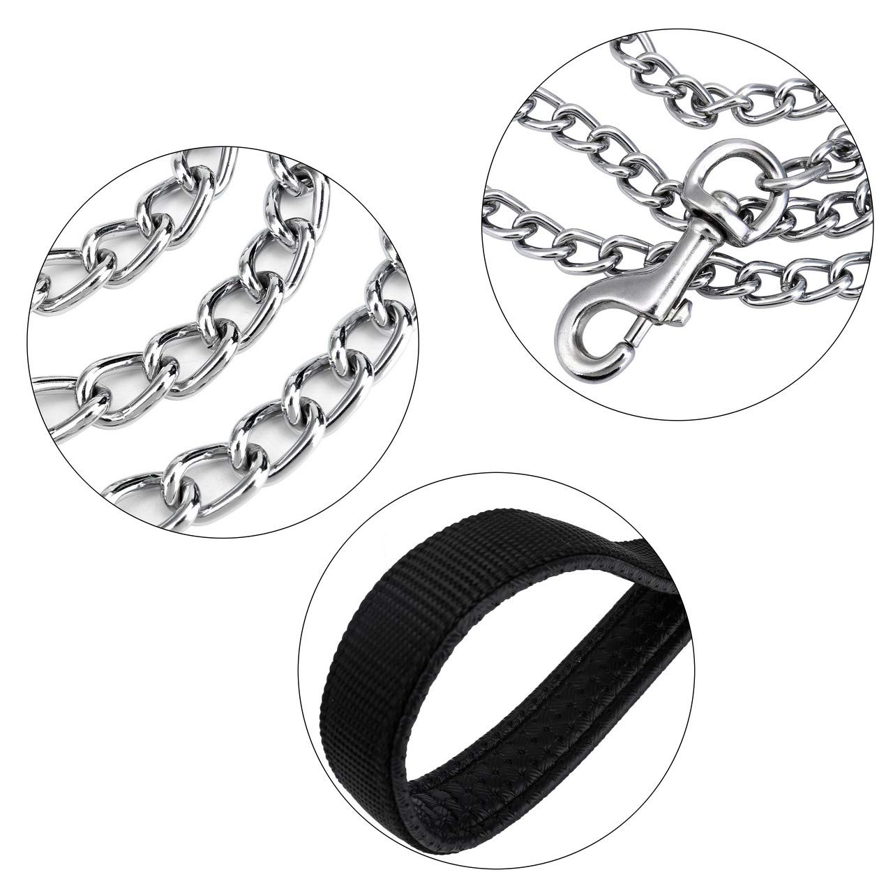 Filhome 6Ft Metal Dog Leash Chew Proof Dog Chain Leash Heavy Duty Sturdy Pet Dog Leash With Padded Handle For Large Medium Dogs