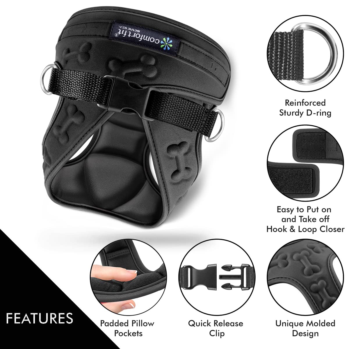 Comfort Fit All Weather Step-In Dog Harness - Adjustable Small Dog Harness Medium Sized Dogs - Soft Padded Easy Walk Dog Vest Harnesses