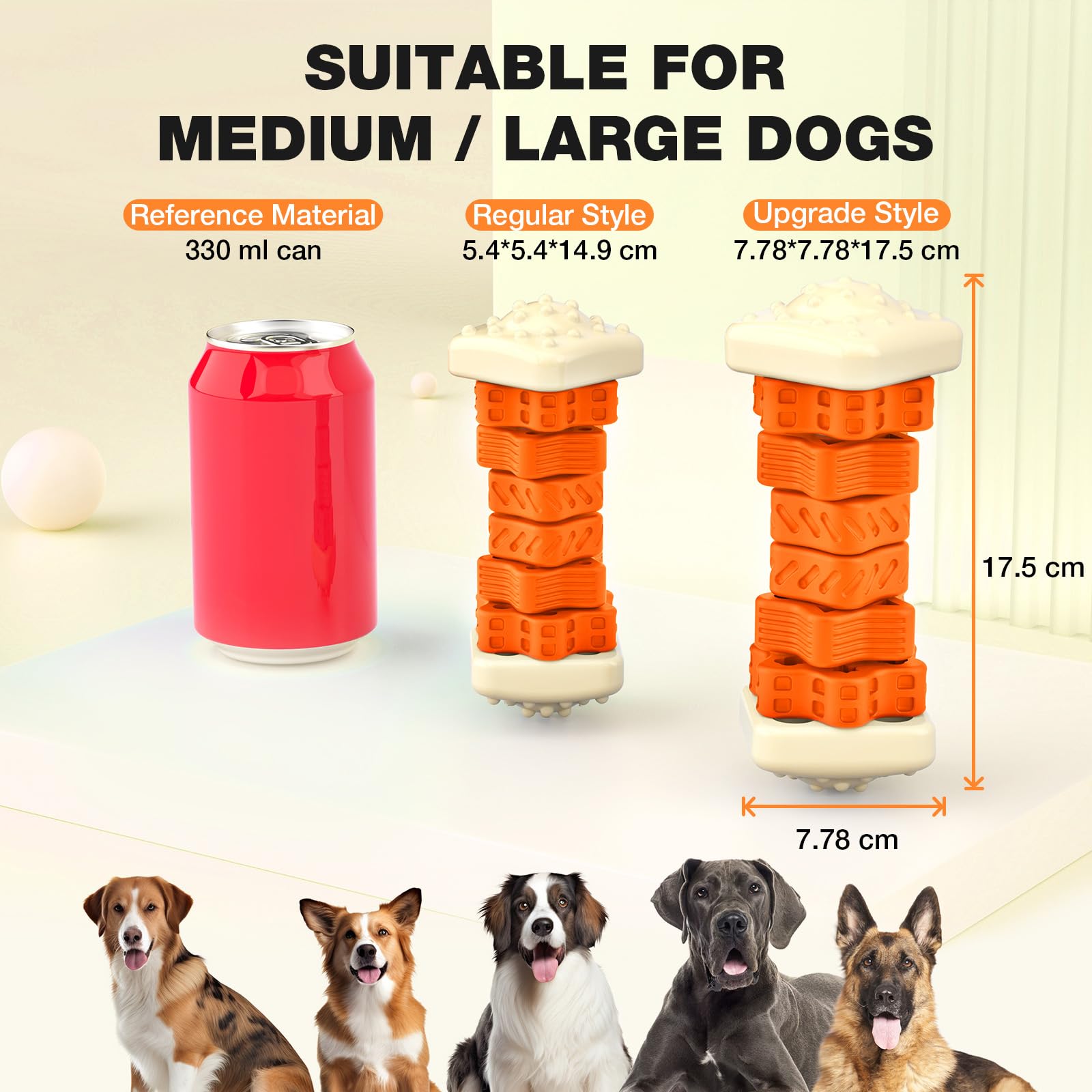 Durable Dog Toys For Aggressive Chewers - Indestructible, Interactive & Enriching Puzzle Toys (Orange, L)
