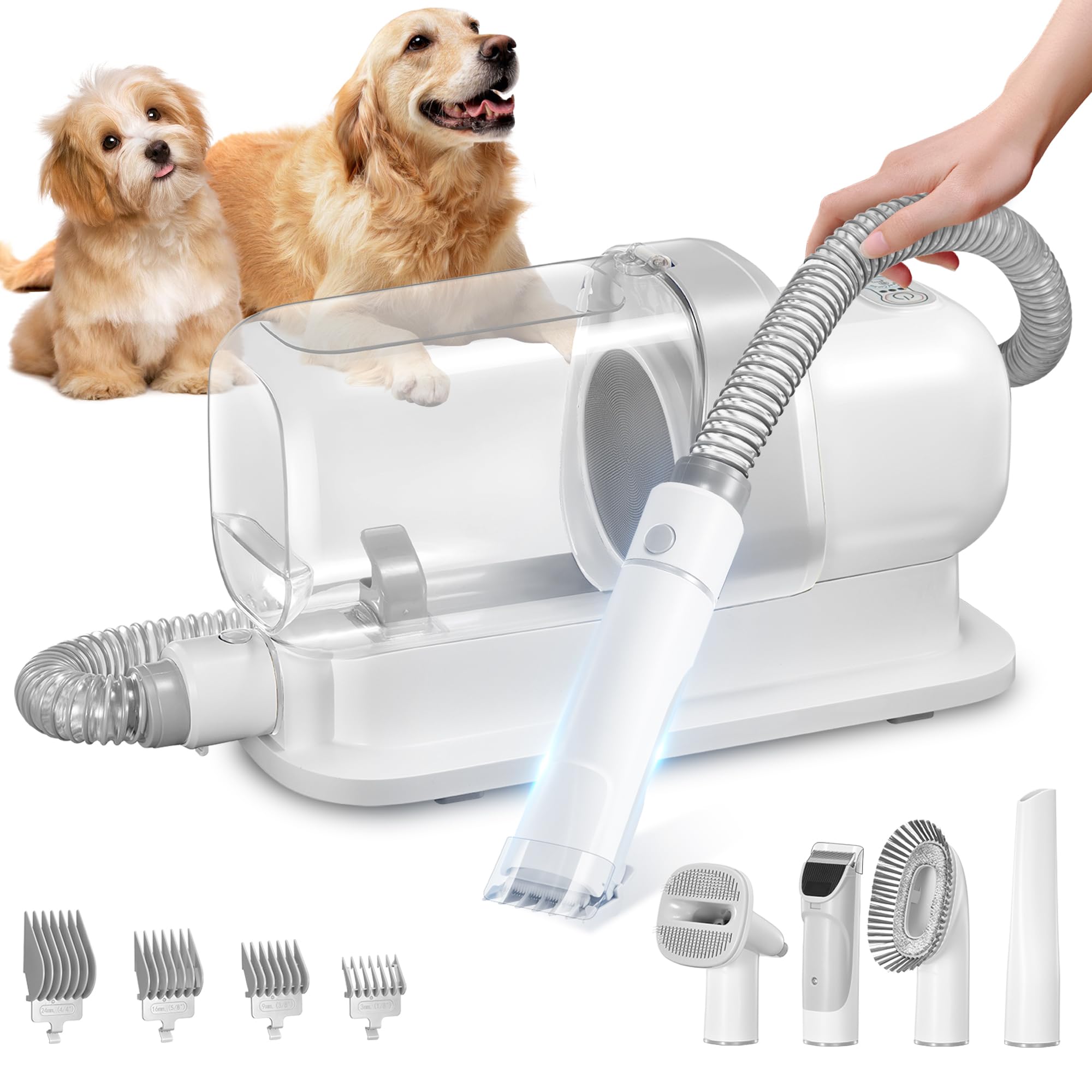 Lmvvc Grooming Kit With 2.3L Vacuum Suction 99% Pet Hair, Pet Grooming Vacuum Low Noise With 5 Tools And 4 Different Lengths Cli