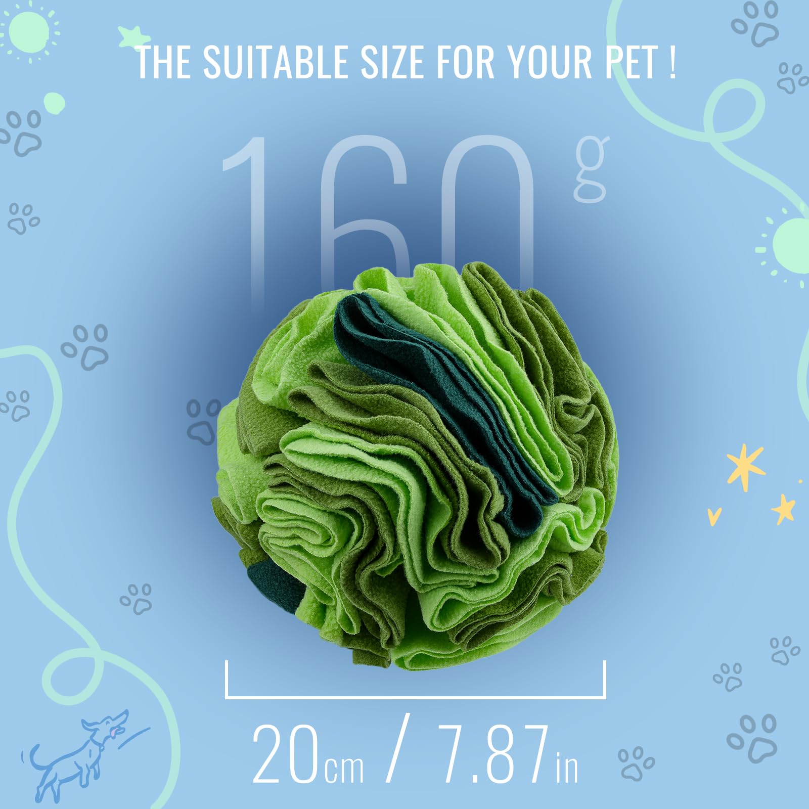 Larimuer Pet Snuffle Ball, Puzzle Sniffing Interactive Dog Ball For Blind Dogs Training & Stress Relief - Machine Washable Gradi