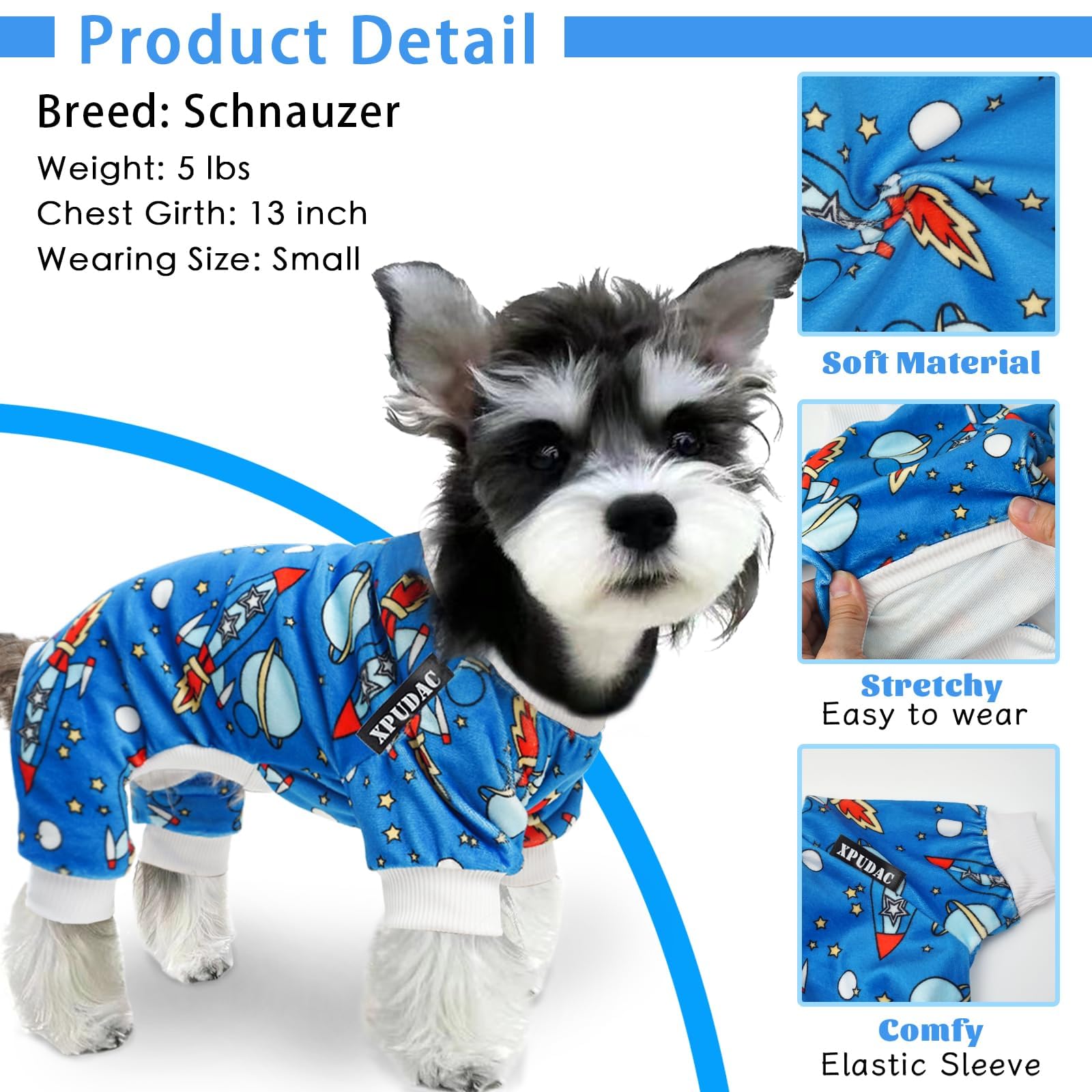 Xpudac Dog Pajamas Clothes For Small Dogs Boy Girl, Dog Pjs Puppy Onesies Outfits Pet Clothes For Dog Cat Christmas Pajamas, 4 Styles(Animal, Small)