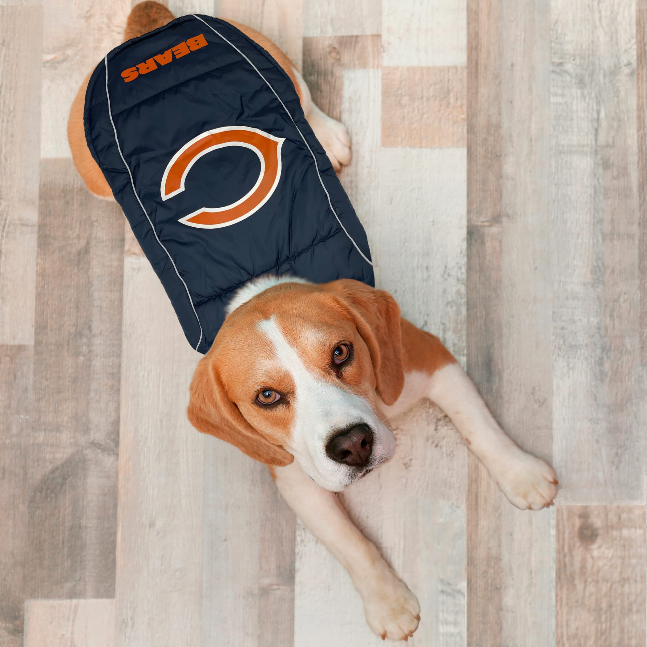 Nfl Chicago Bears Puffer Vest For Dogs & Cats, Size Large. Warm, Cozy, And Waterproof Dog Coat, For Small And Large Dogs/Cats. B