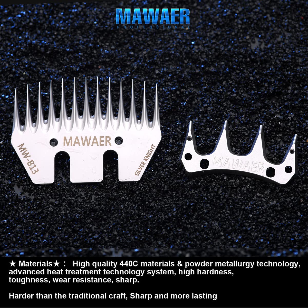 MAWAER 13 Tooth Pet & Livestock Shearing Replacement Blades for fit Oster, Lister, Heiniger Sheep Clippers, Detachable Animal Tr